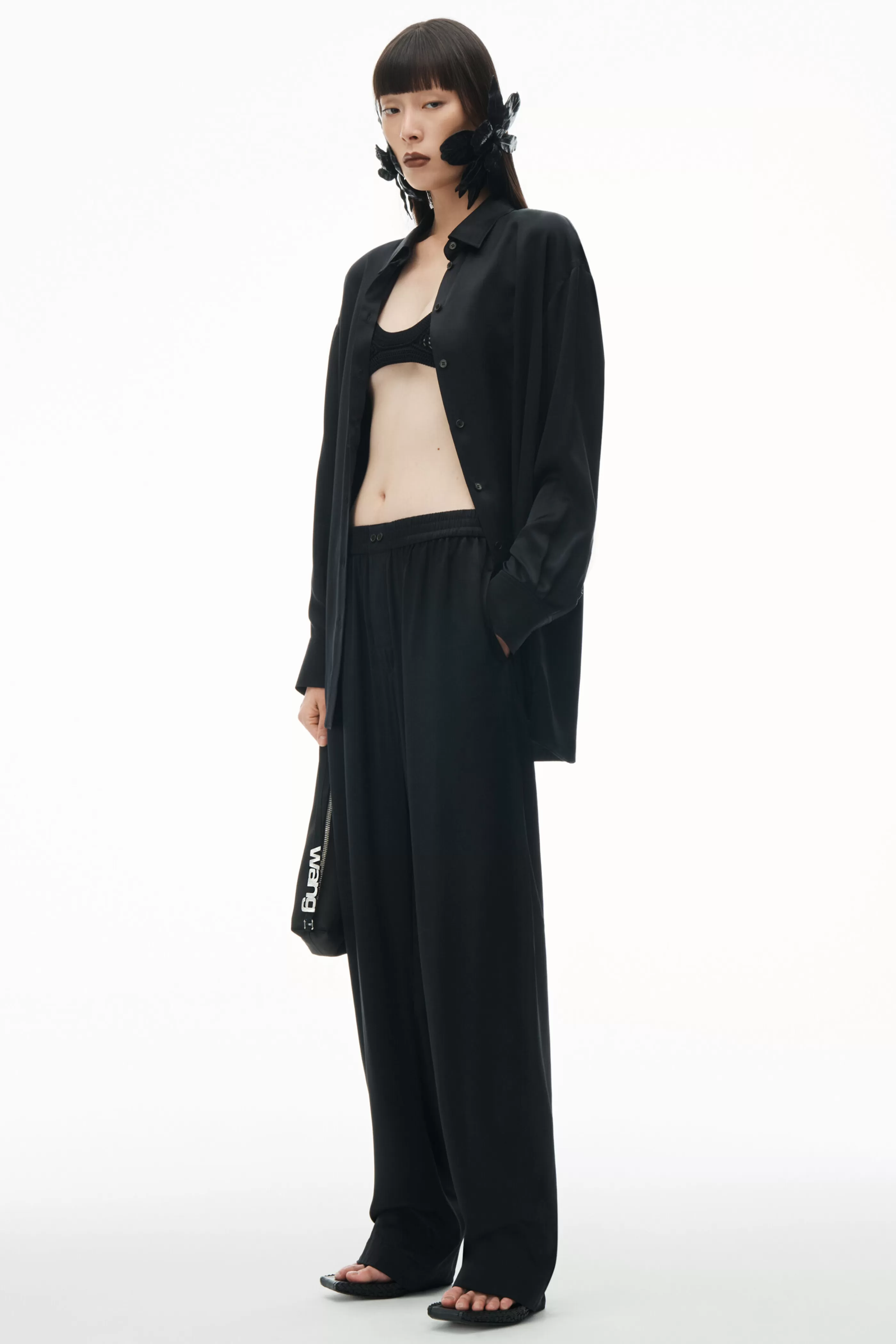 Women Alexander Wang Alexanderwang Logo Cutout Boxer-Style Pant In Silk