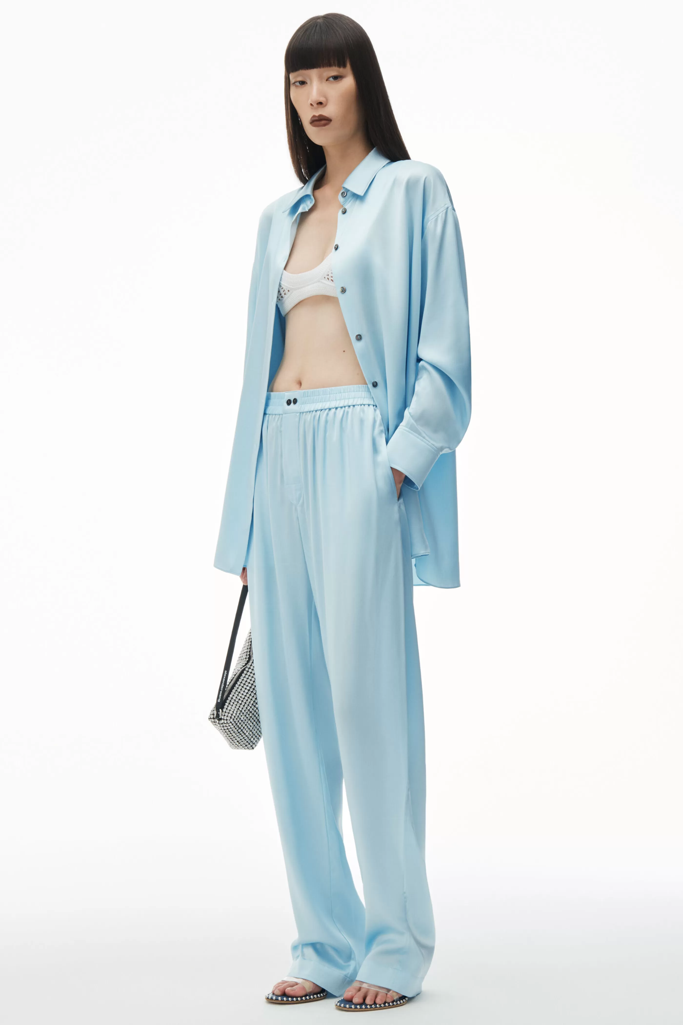 Women Alexander Wang Alexanderwang Logo Cutout Boxer-Style Pant In Silk