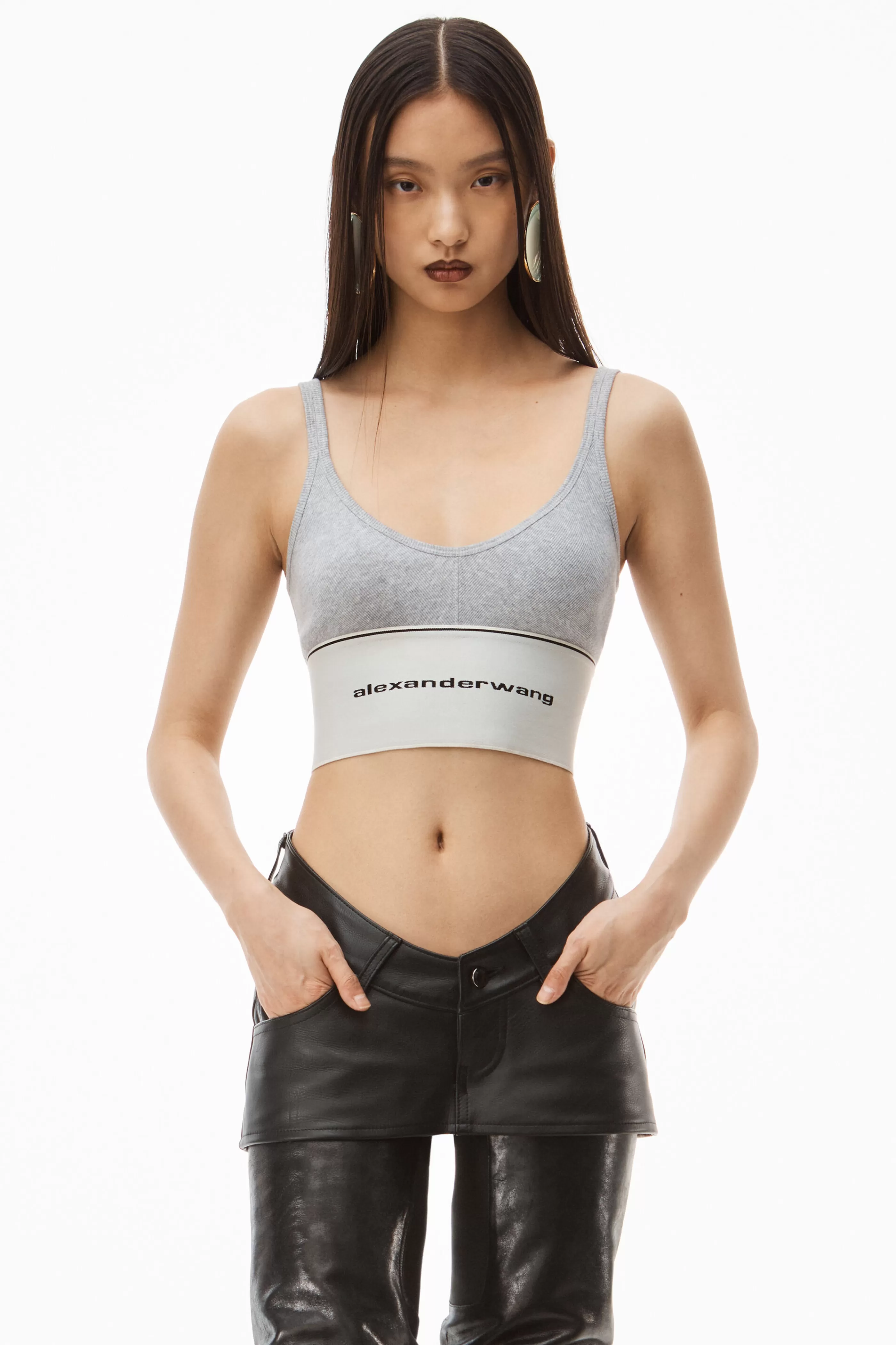 Women Alexander Wang Alexanderwang LOGO ELASTIC BRA IN RIBBED JERSEY 