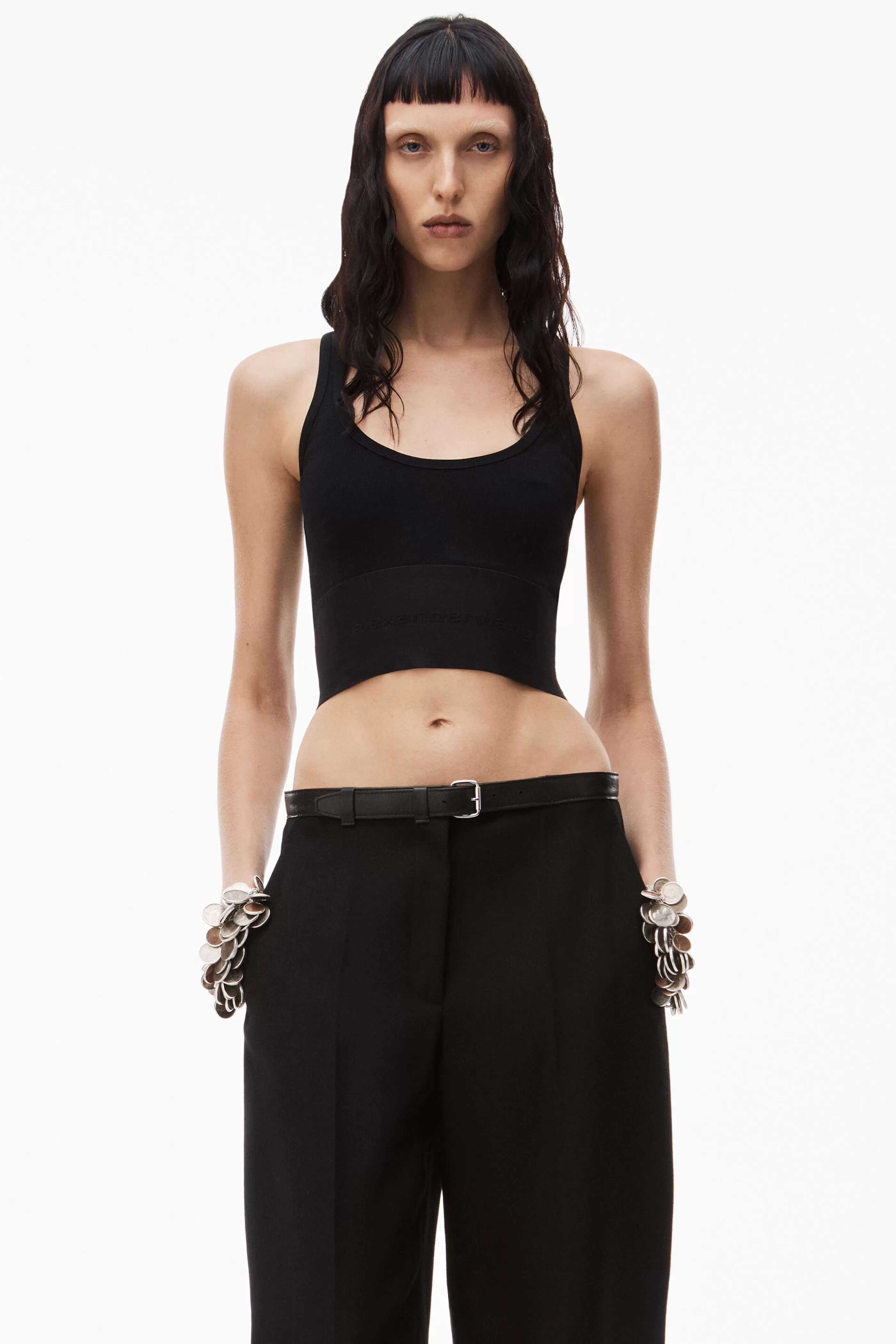 Women Alexander Wang Alexanderwang LOGO ELASTIC SCOOPNECK BRA TOP