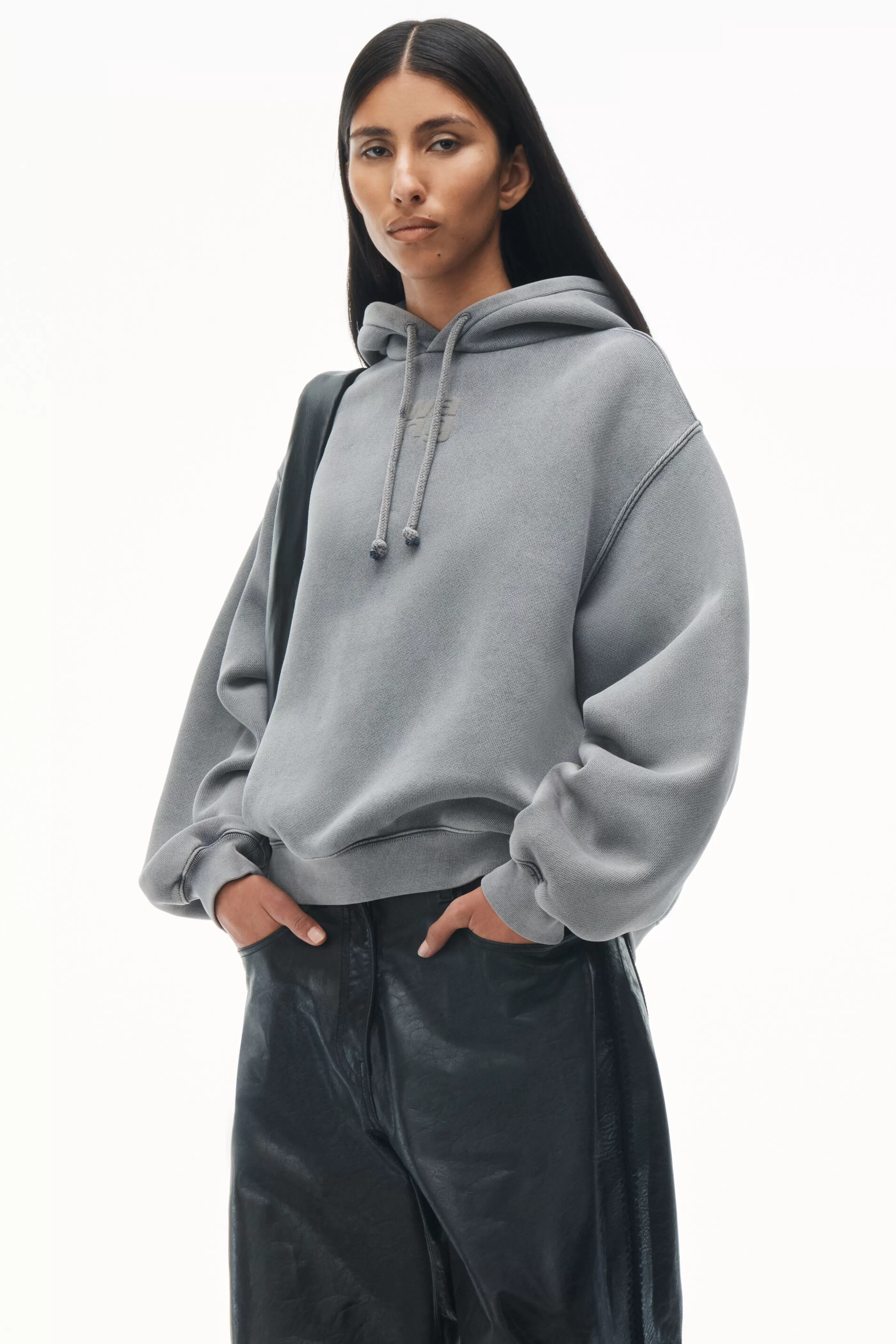 Women Alexander Wang Alexanderwang Logo Hoodie In Structured Terry