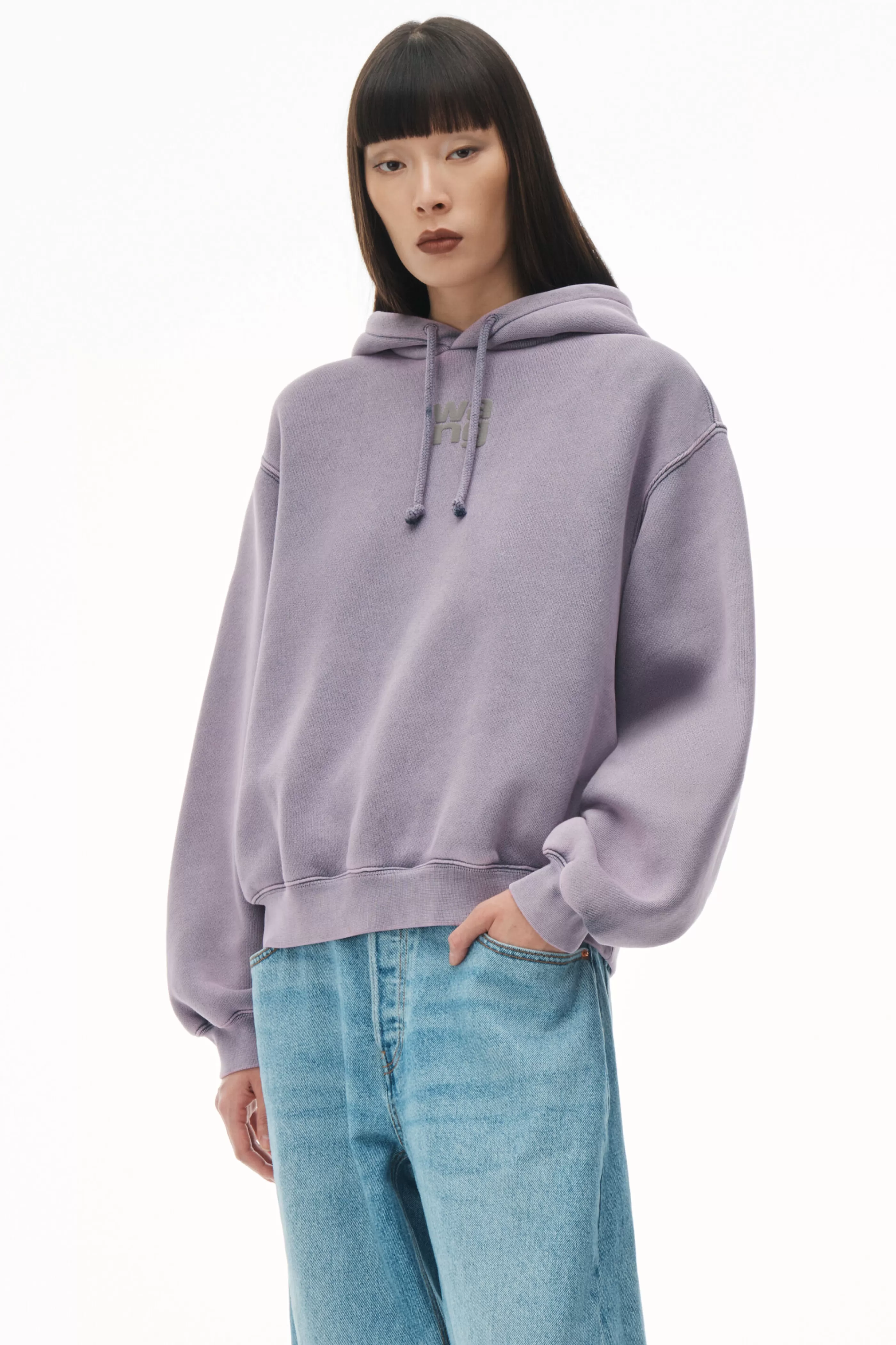 Women Alexander Wang Alexanderwang Logo Hoodie In Structured Terry