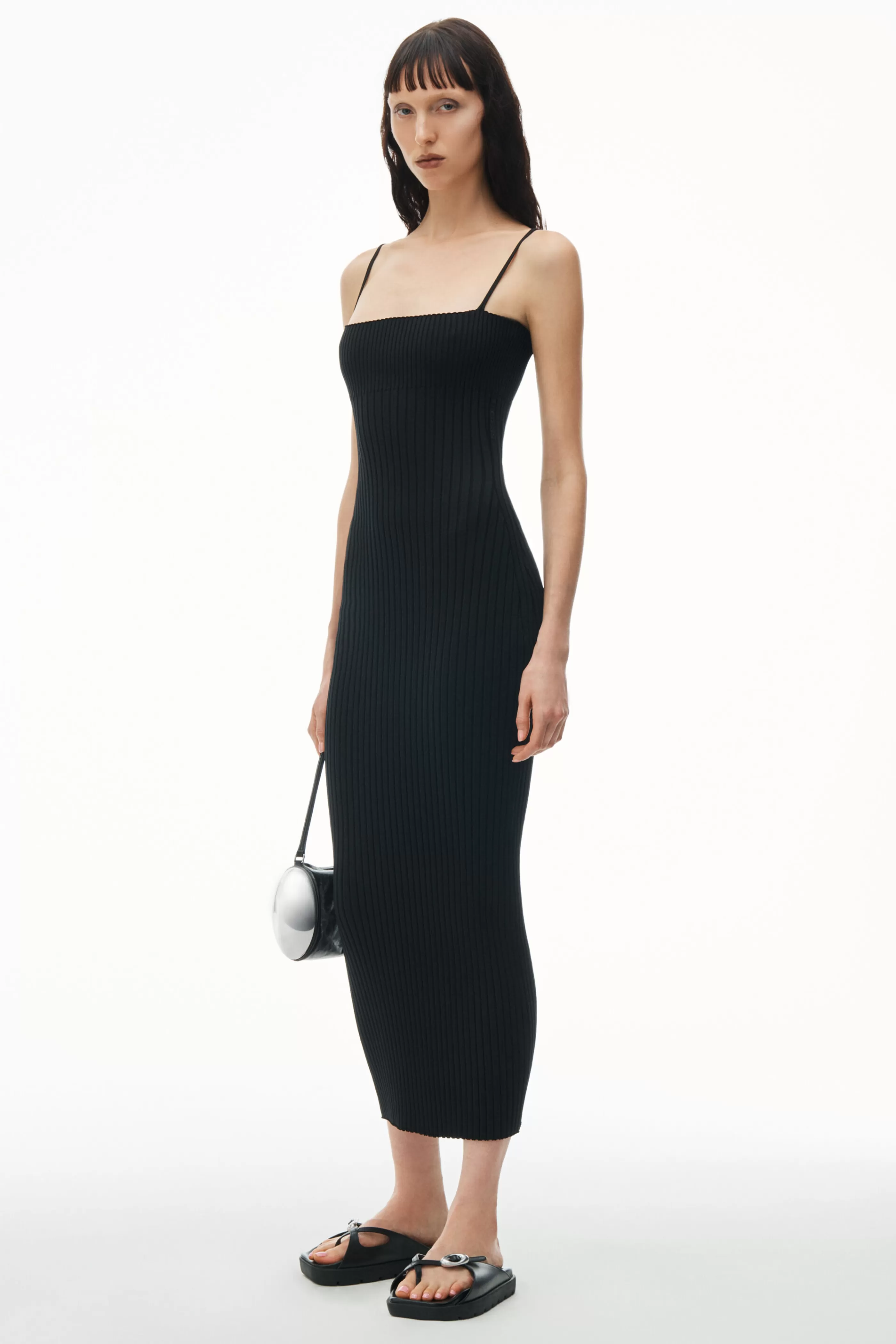 Women Alexander Wang Alexanderwang Logo Maxi Dress In Techno Rib Knit