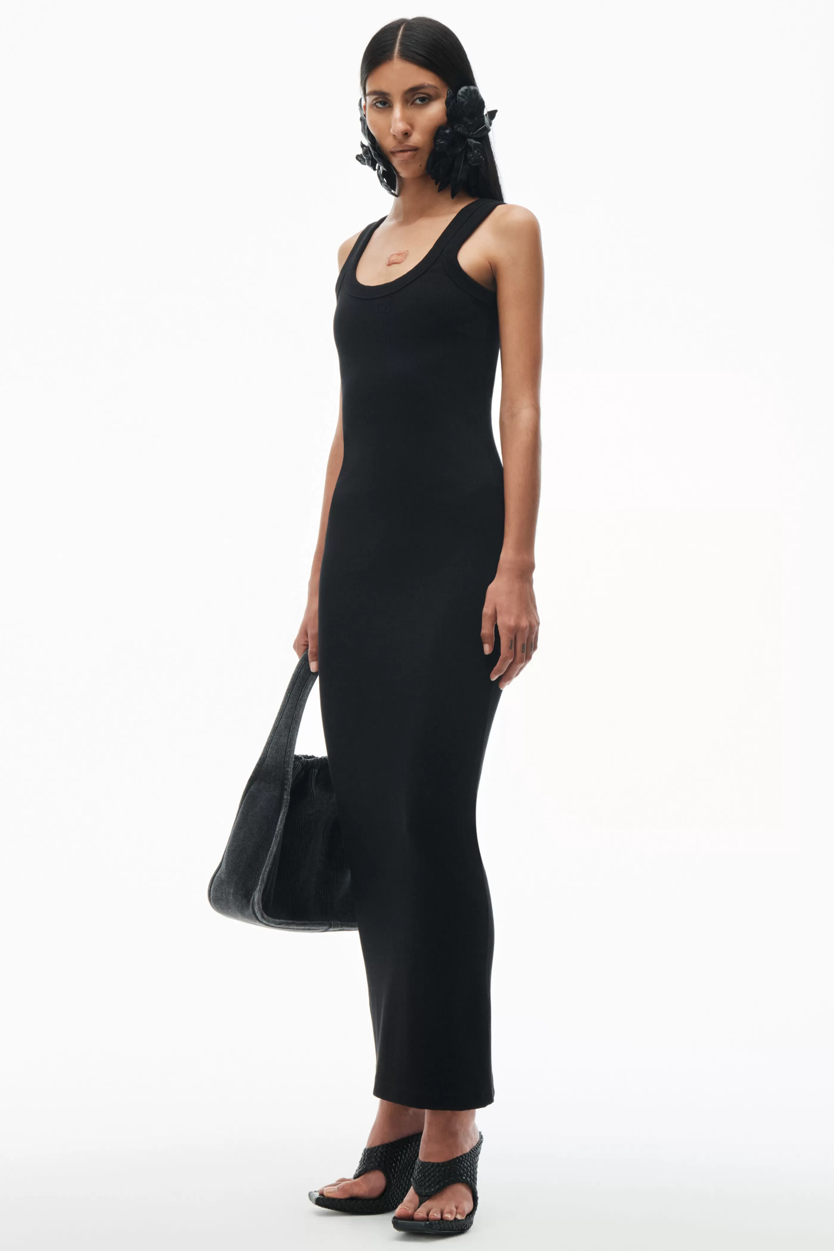 Women Alexander Wang Alexanderwang Logo Rib-Knit Tank Maxi Dress