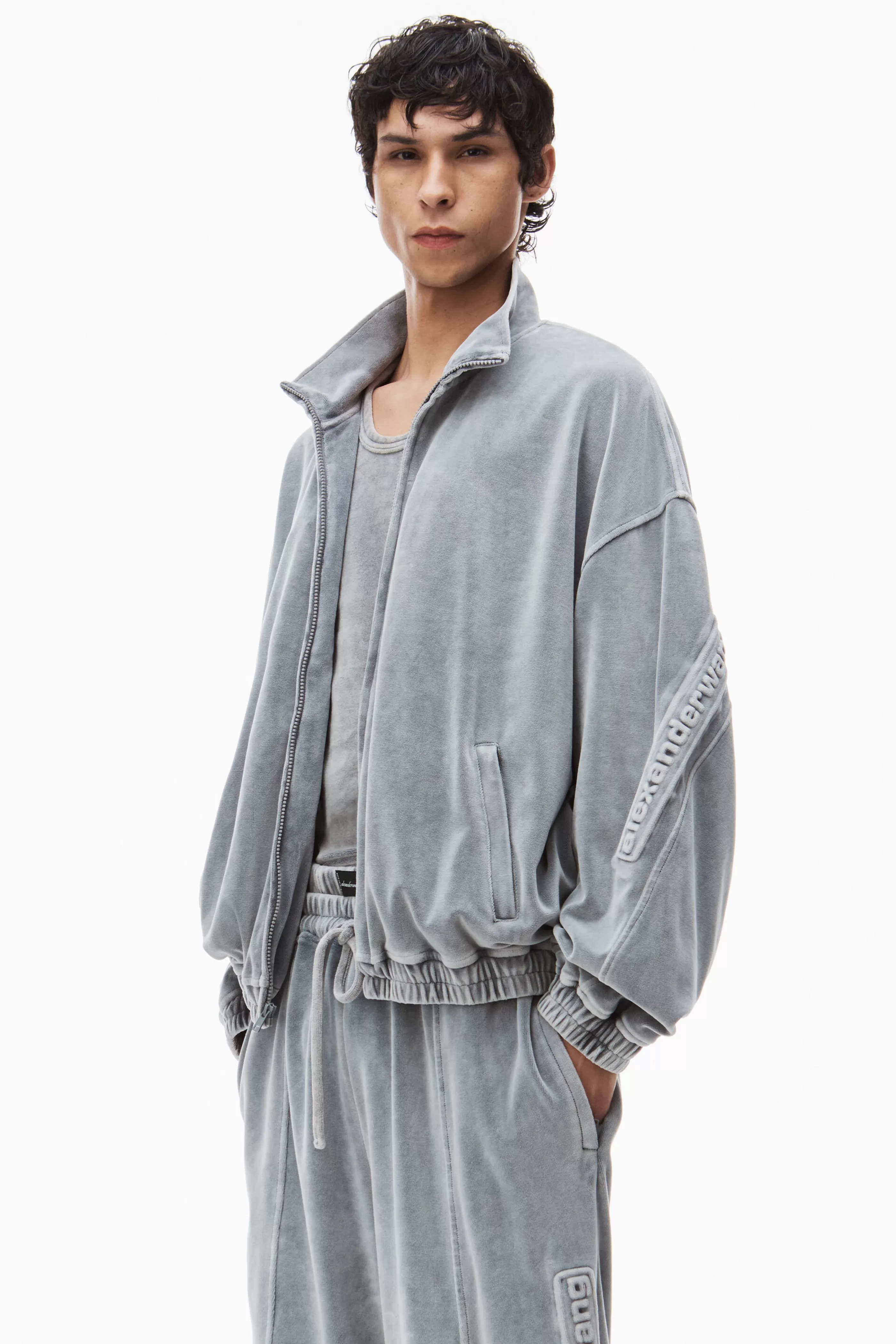 Alexander Wang Alexanderwang Logo Track Jacket In Velour