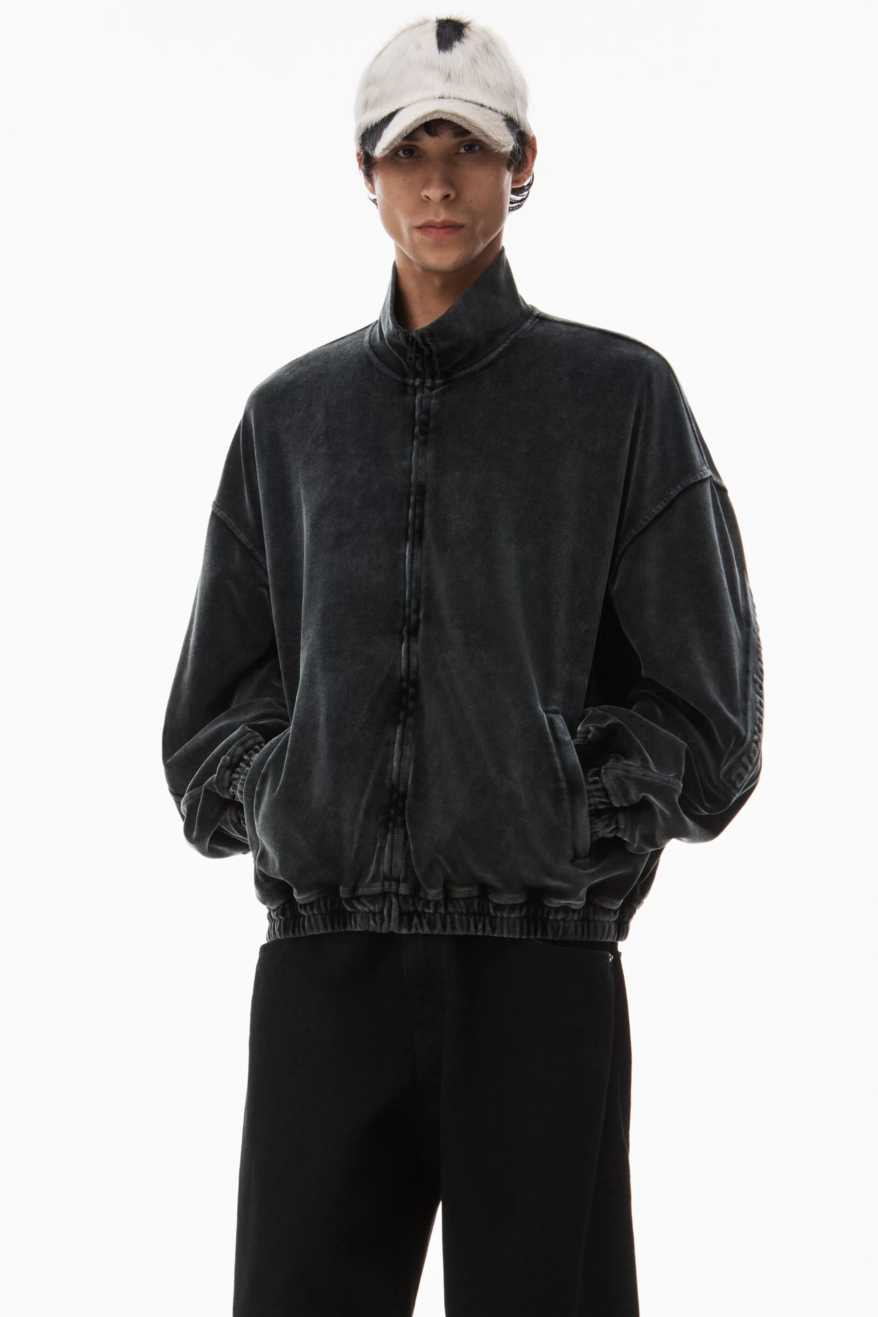 Alexander Wang Alexanderwang Logo Track Jacket In Velour