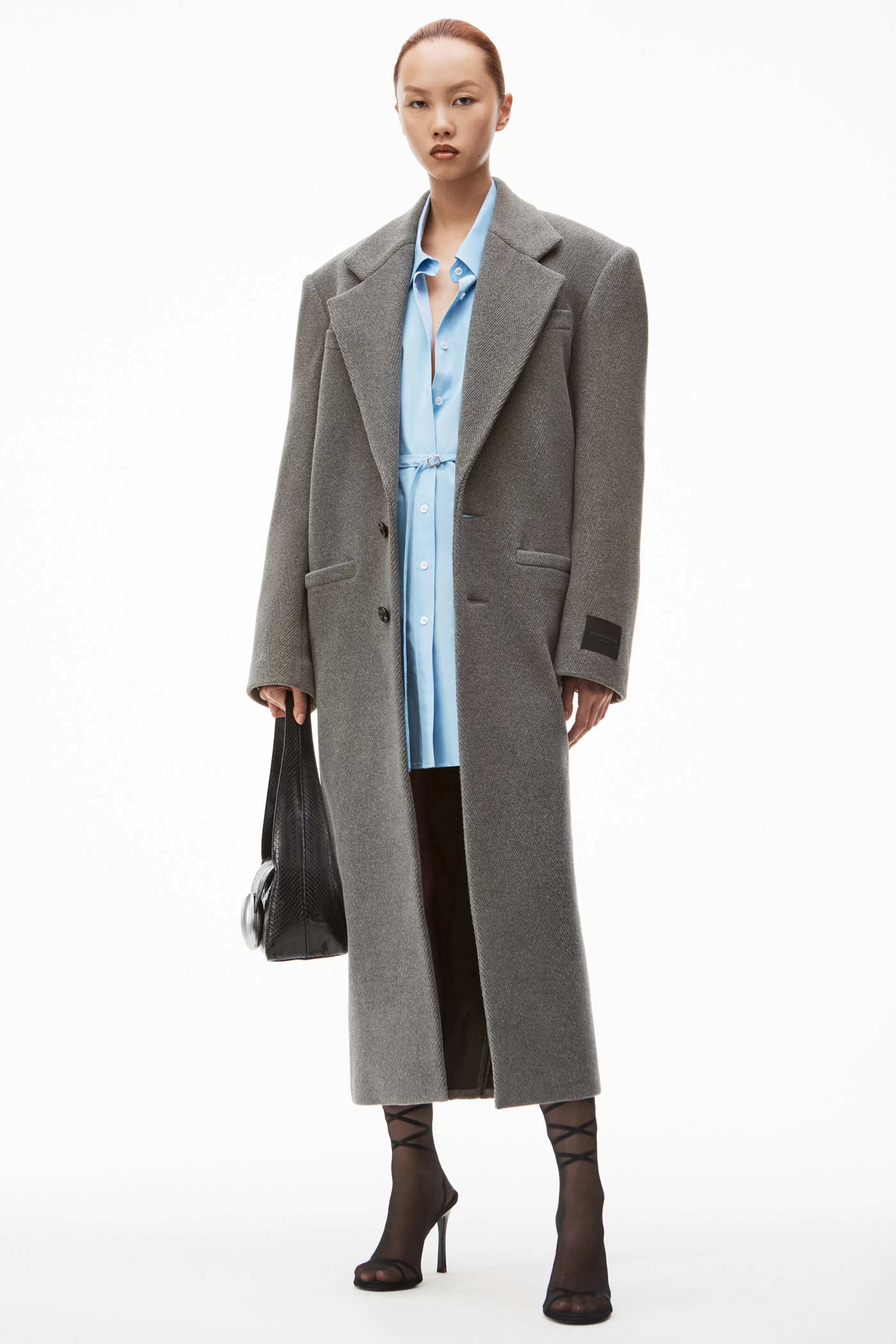 Women Alexander Wang Alexanderwang Long Coat In Herringbone Coating