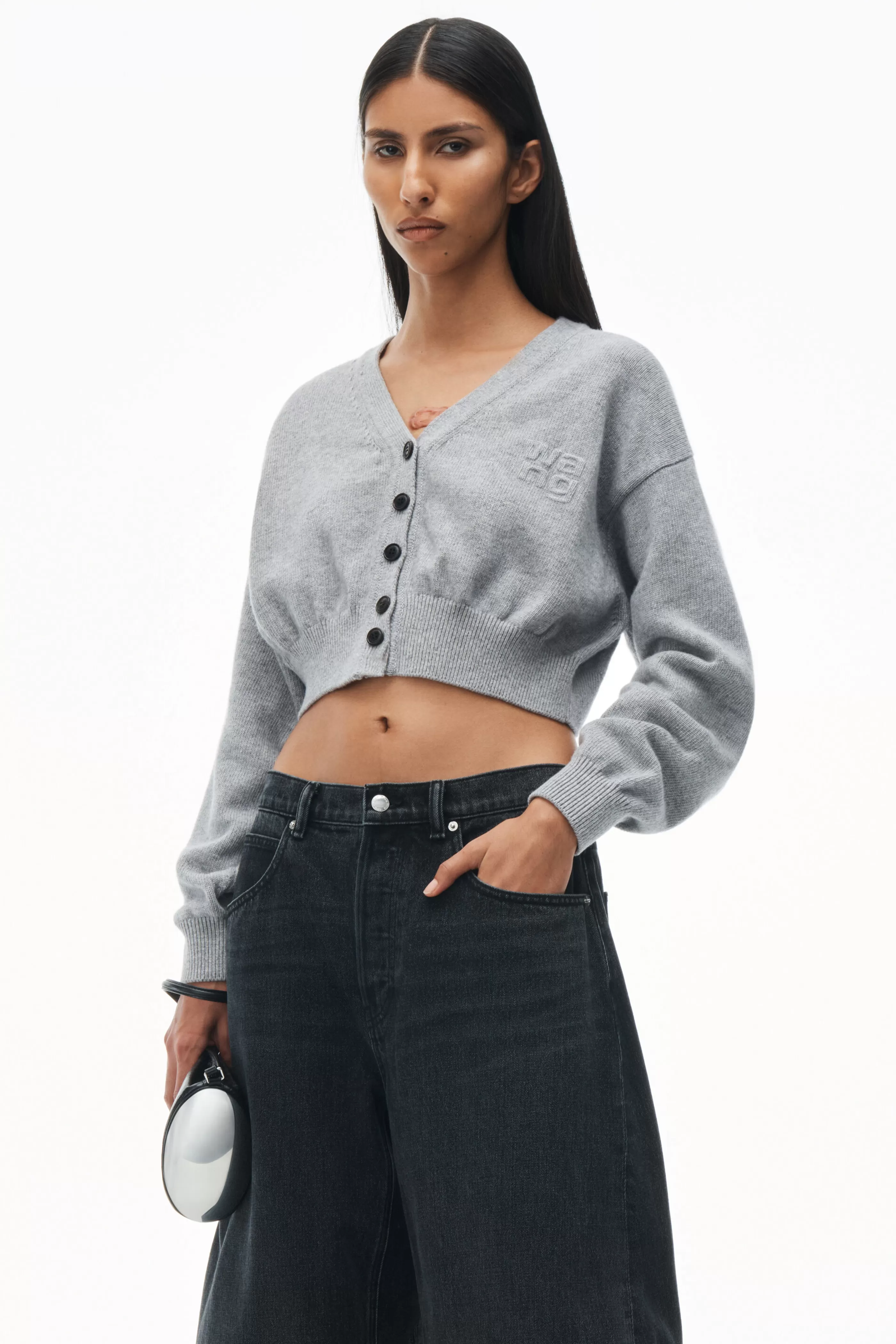 Women Alexander Wang Alexanderwang Long Sleeve Cardigan With V Neck