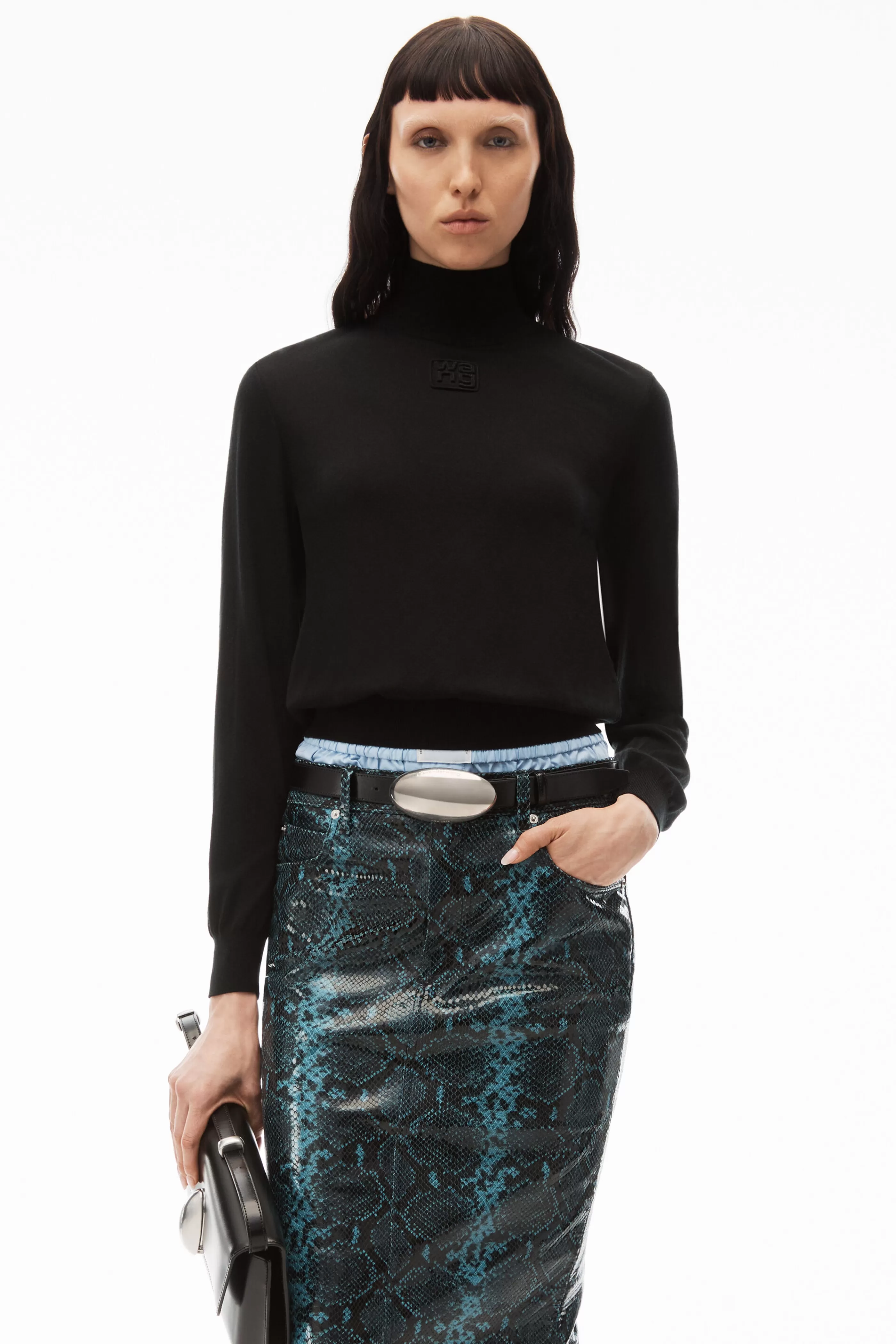 Women Alexander Wang Alexanderwang Long Sleeve Turtleneck In Merino Wool