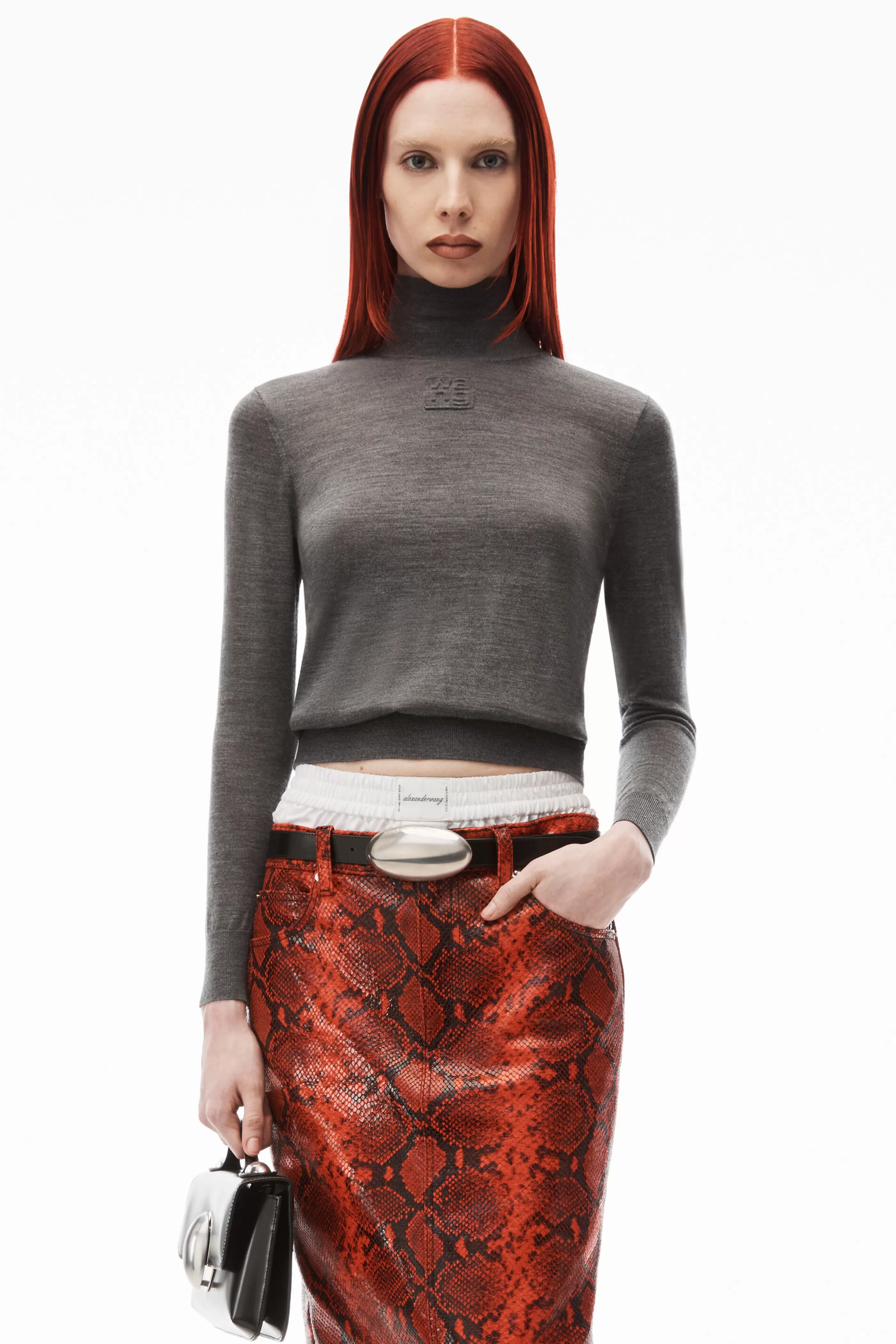 Women Alexander Wang Alexanderwang Long Sleeve Turtleneck In Merino Wool