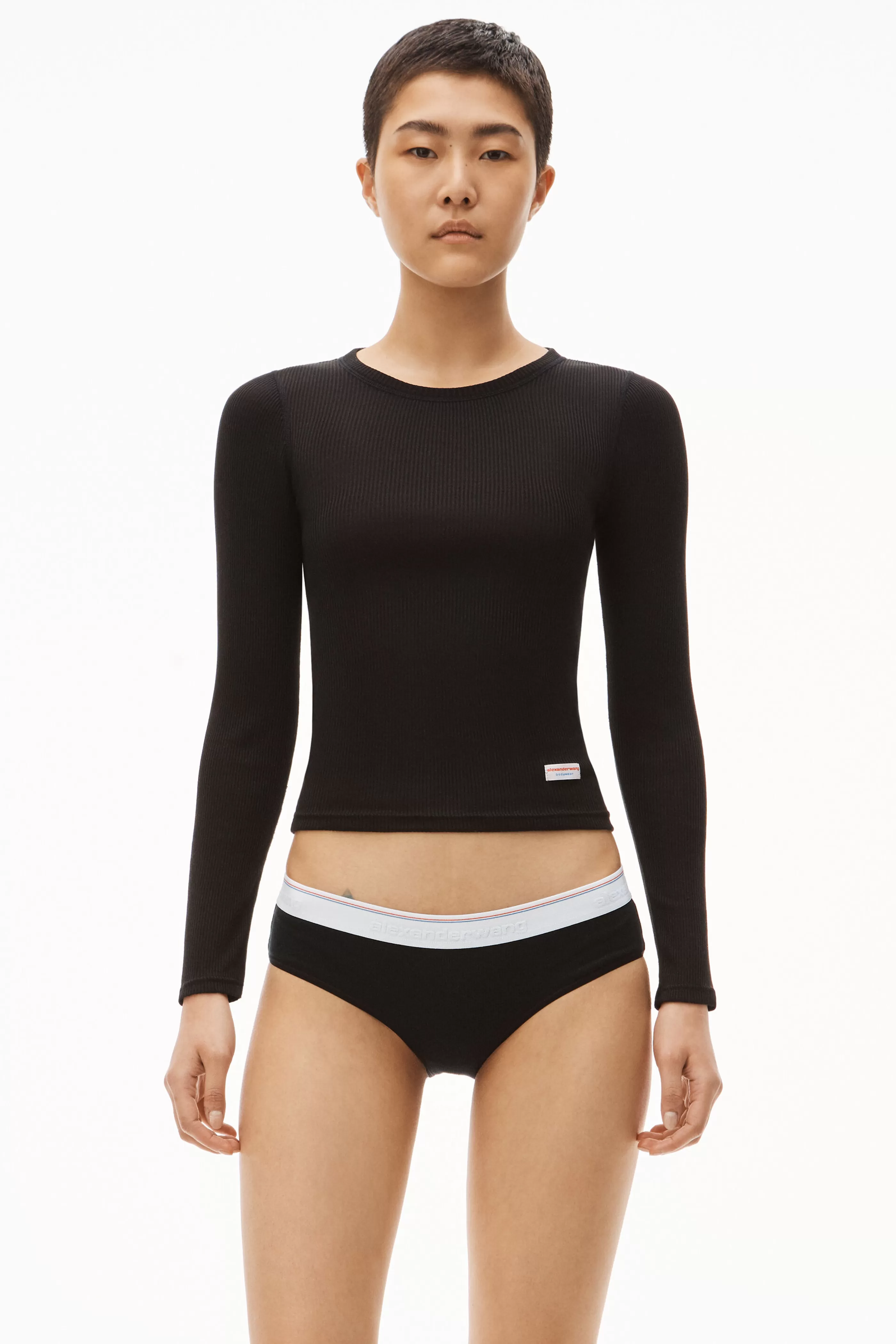 Alexander Wang Alexanderwang Long-Sleeve Tee In Ribbed Cotton Jersey