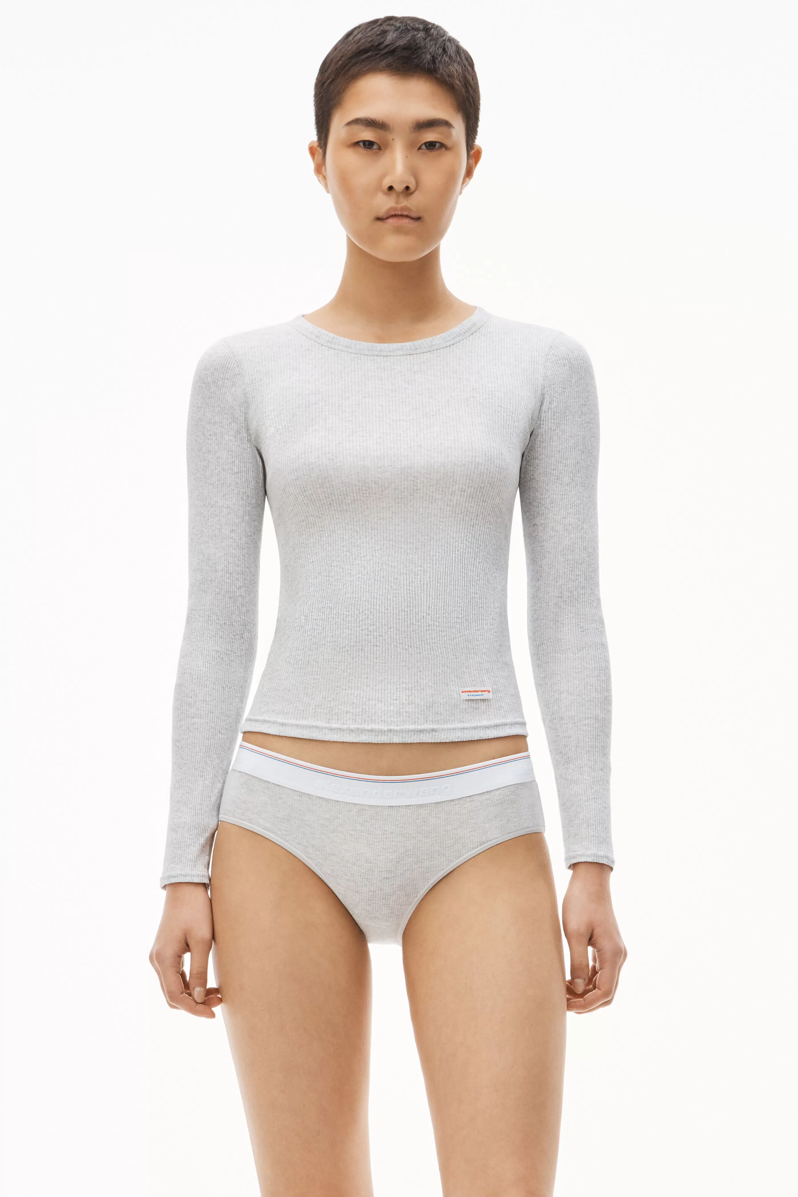 Alexander Wang Alexanderwang Long-Sleeve Tee In Ribbed Cotton Jersey