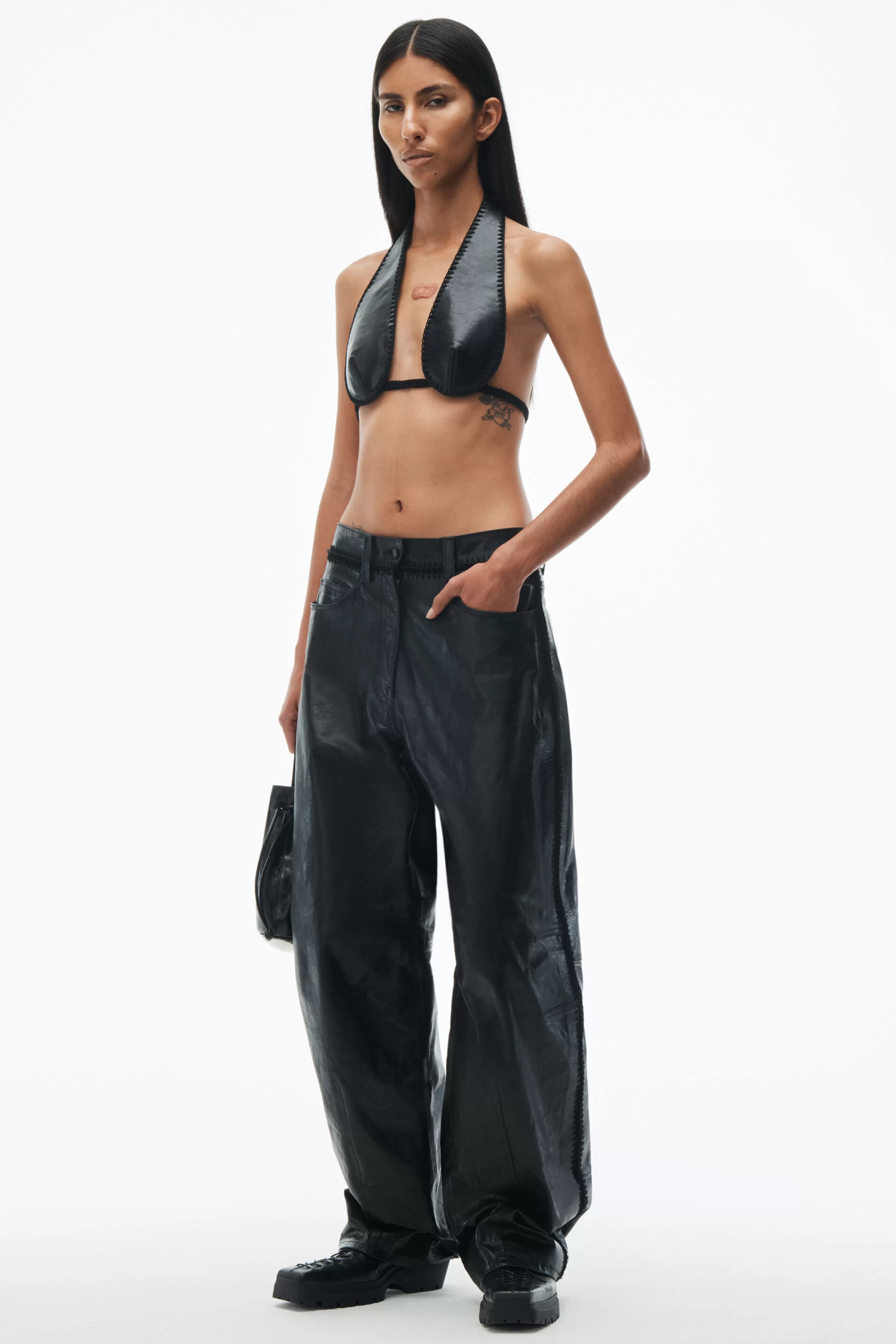 Women Alexander Wang Alexanderwang Low Waist Crochet Leather Trouser