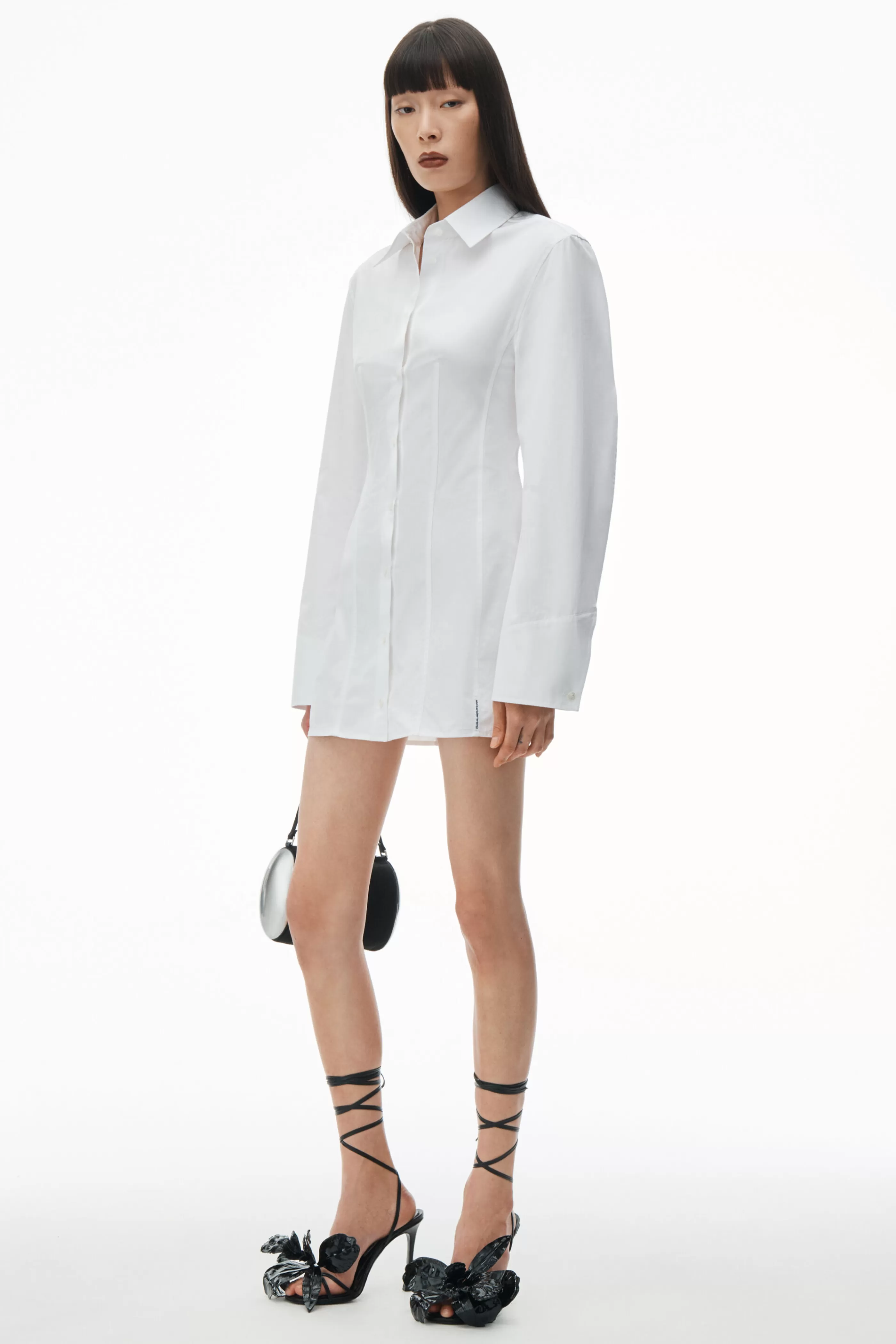 Women Alexander Wang Alexanderwang Mini Shirtdress In Organic Cotton