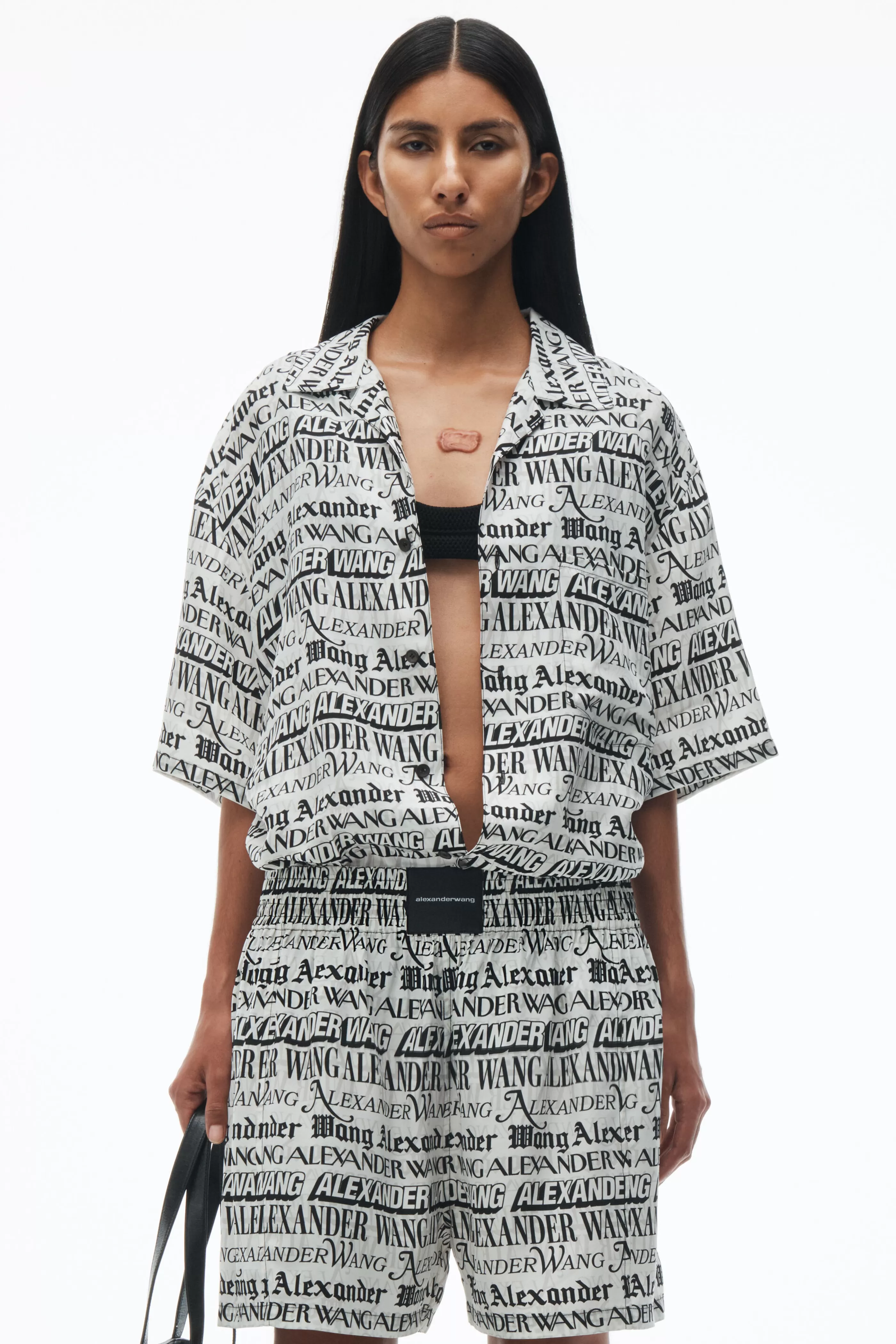 Women Alexander Wang Alexanderwang Newspaper Print Camp Shirt