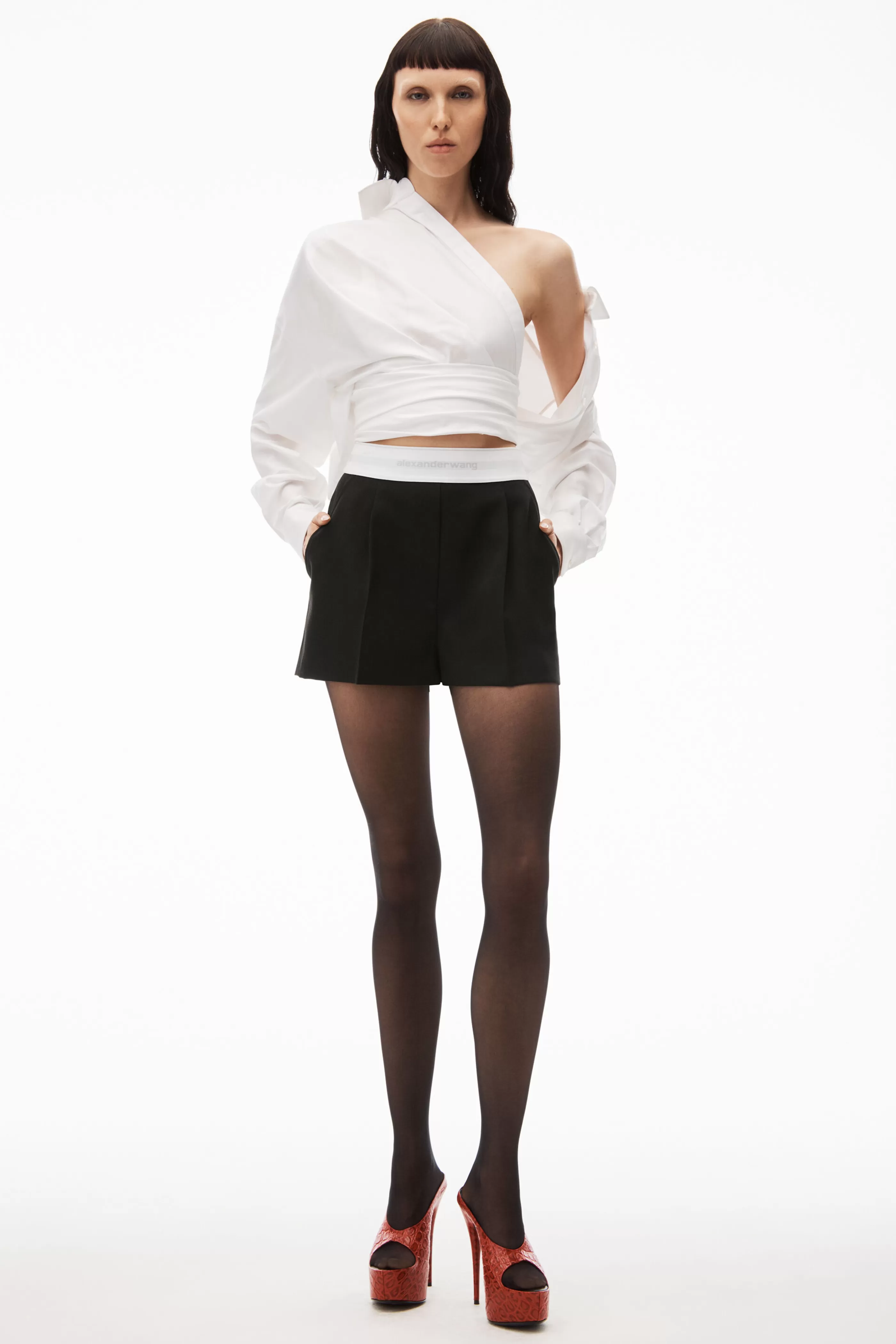 Women Alexander Wang Alexanderwang PLEATED SHORTS IN WOOL TAILORING