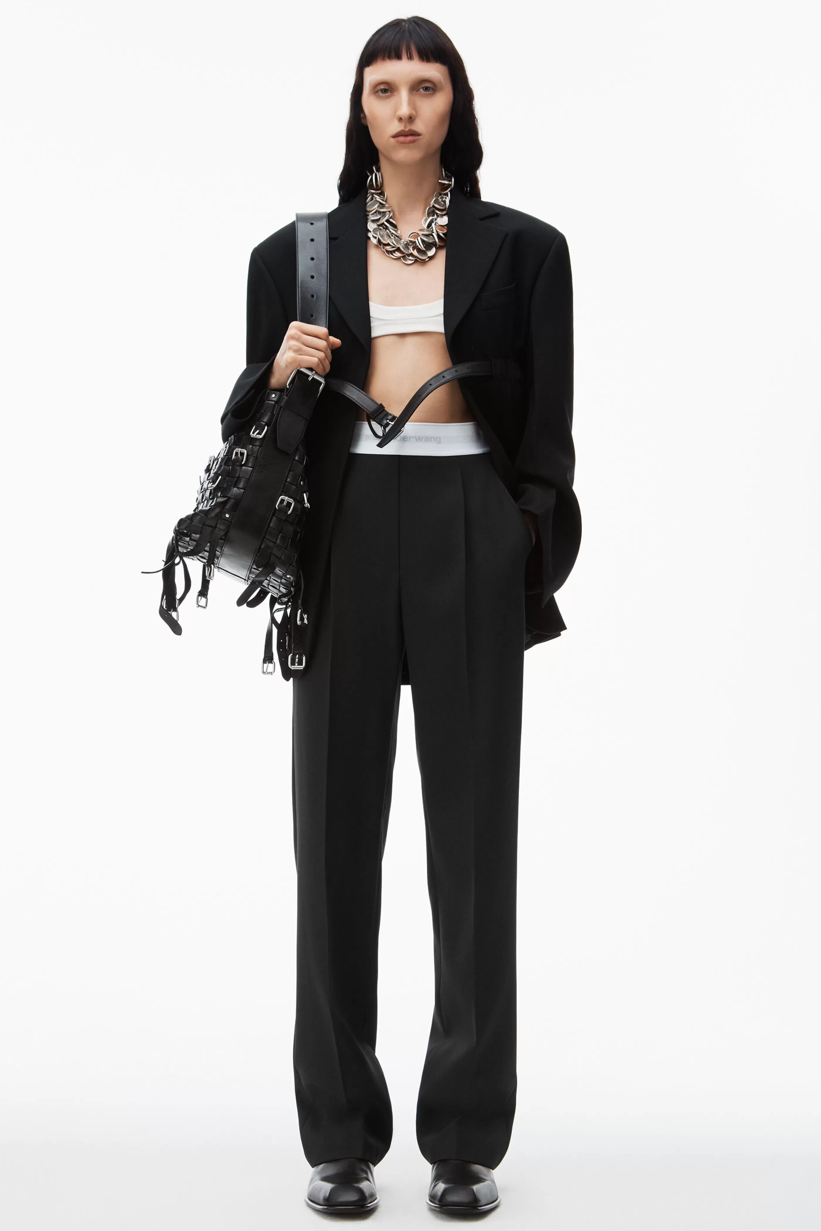 Women Alexander Wang Alexanderwang PLEATED TROUSER IN WOOL TAILORING