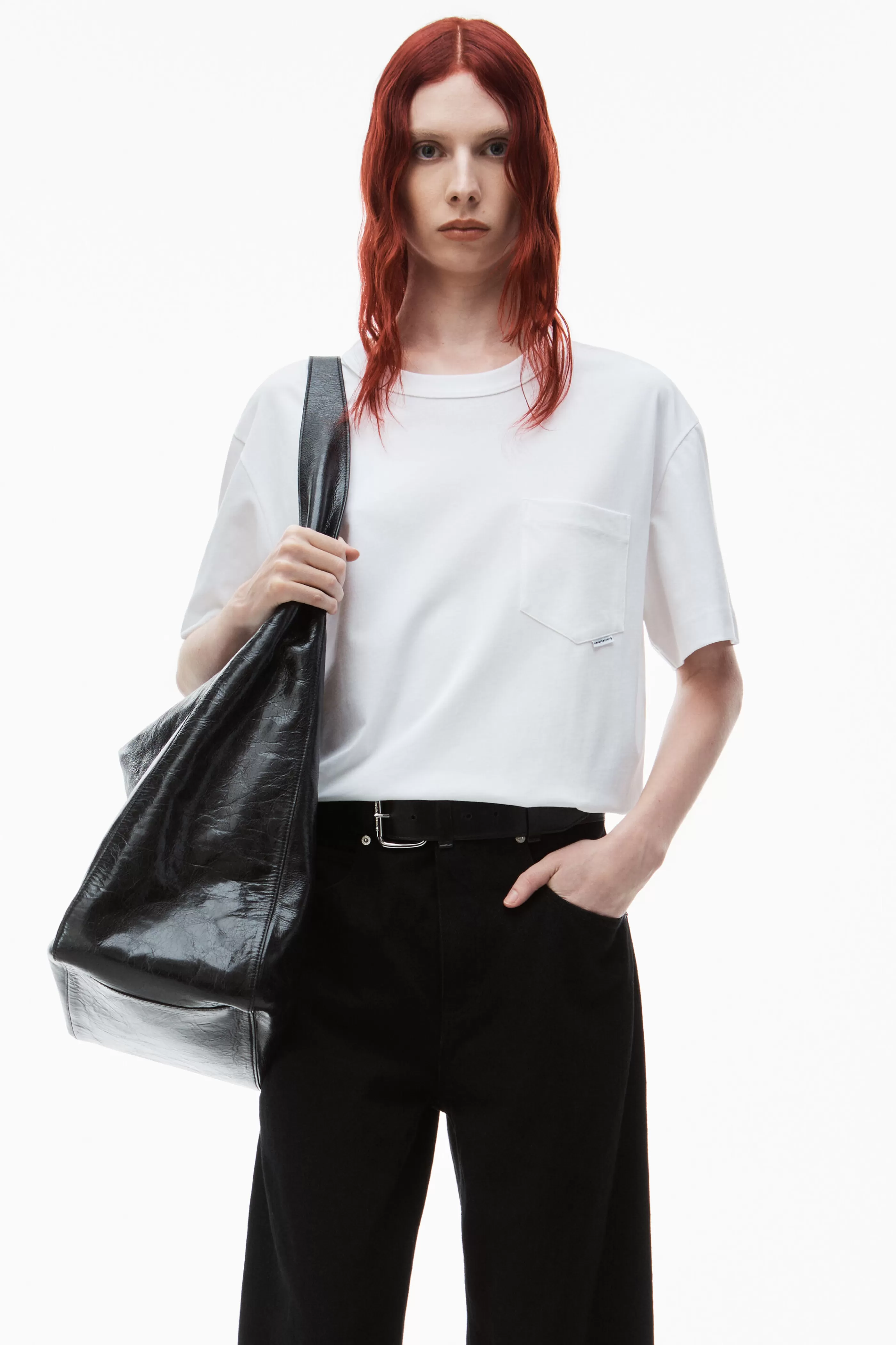 Women Alexander Wang Alexanderwang POCKET TEE IN HIGH TWIST JERSEY  