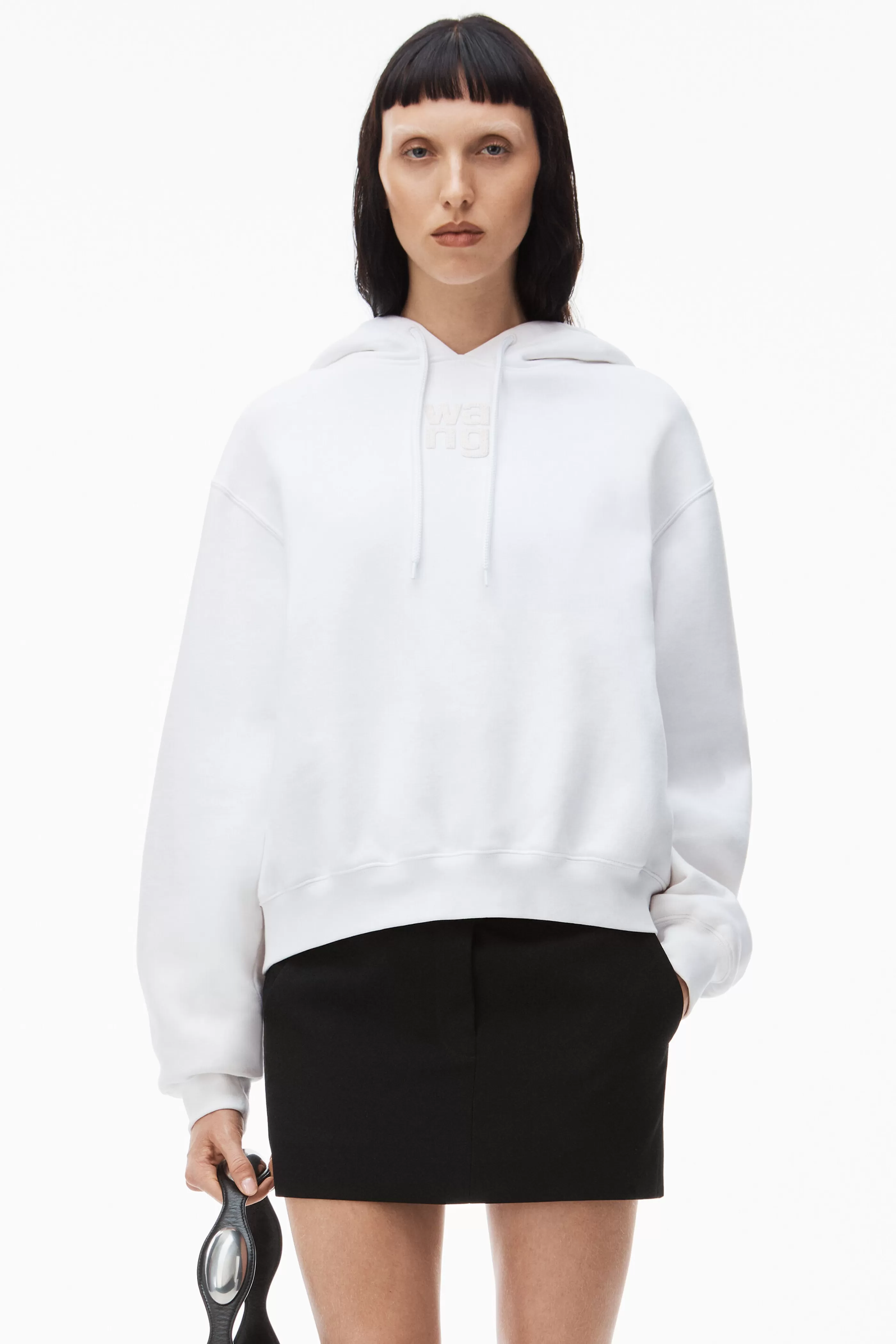 Women Alexander Wang Alexanderwang PUFF LOGO HOODIE IN STRUCTURED TERRY  