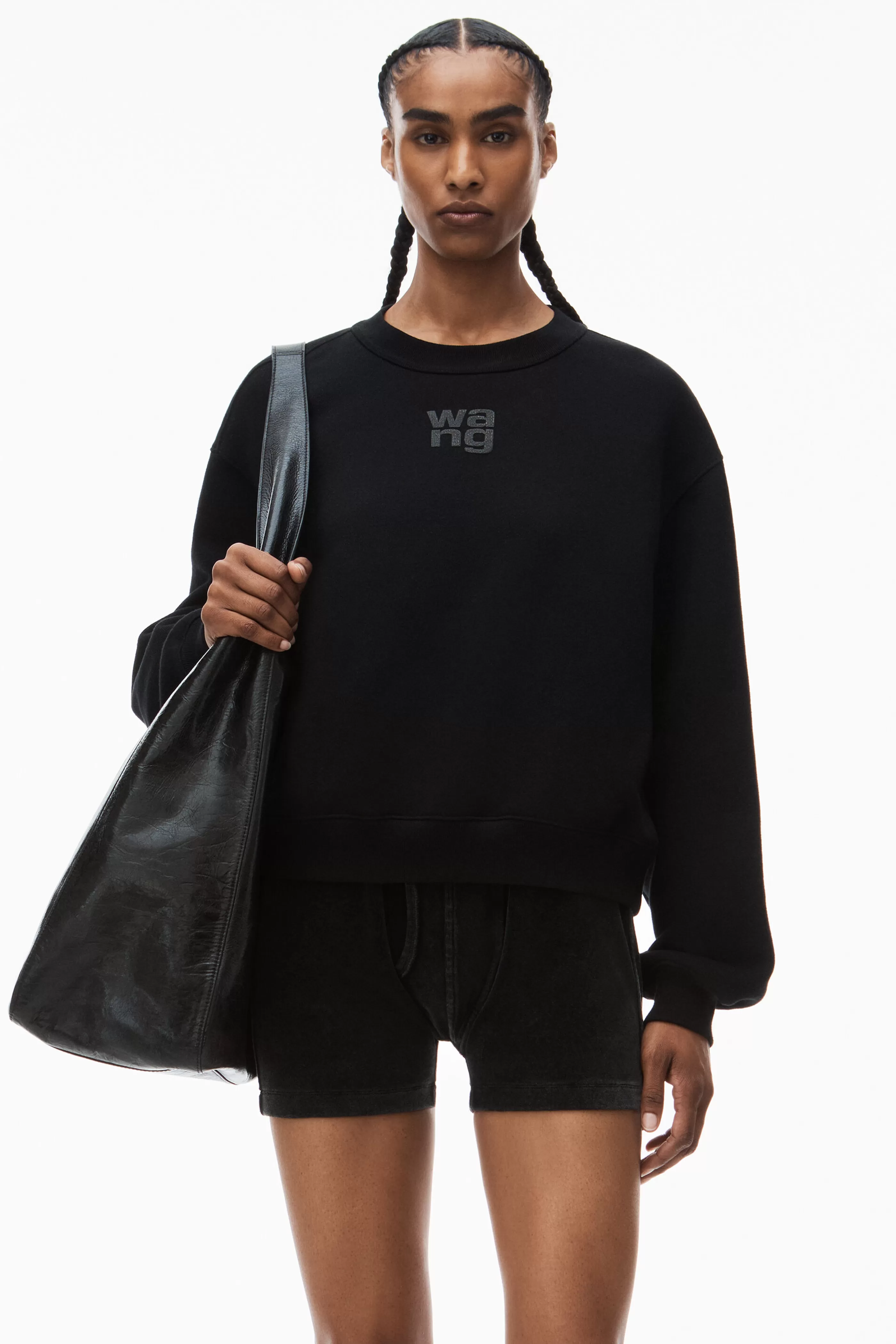 Women Alexander Wang Alexanderwang PUFF LOGO SWEATSHIRT IN STRUCTURED TERRY