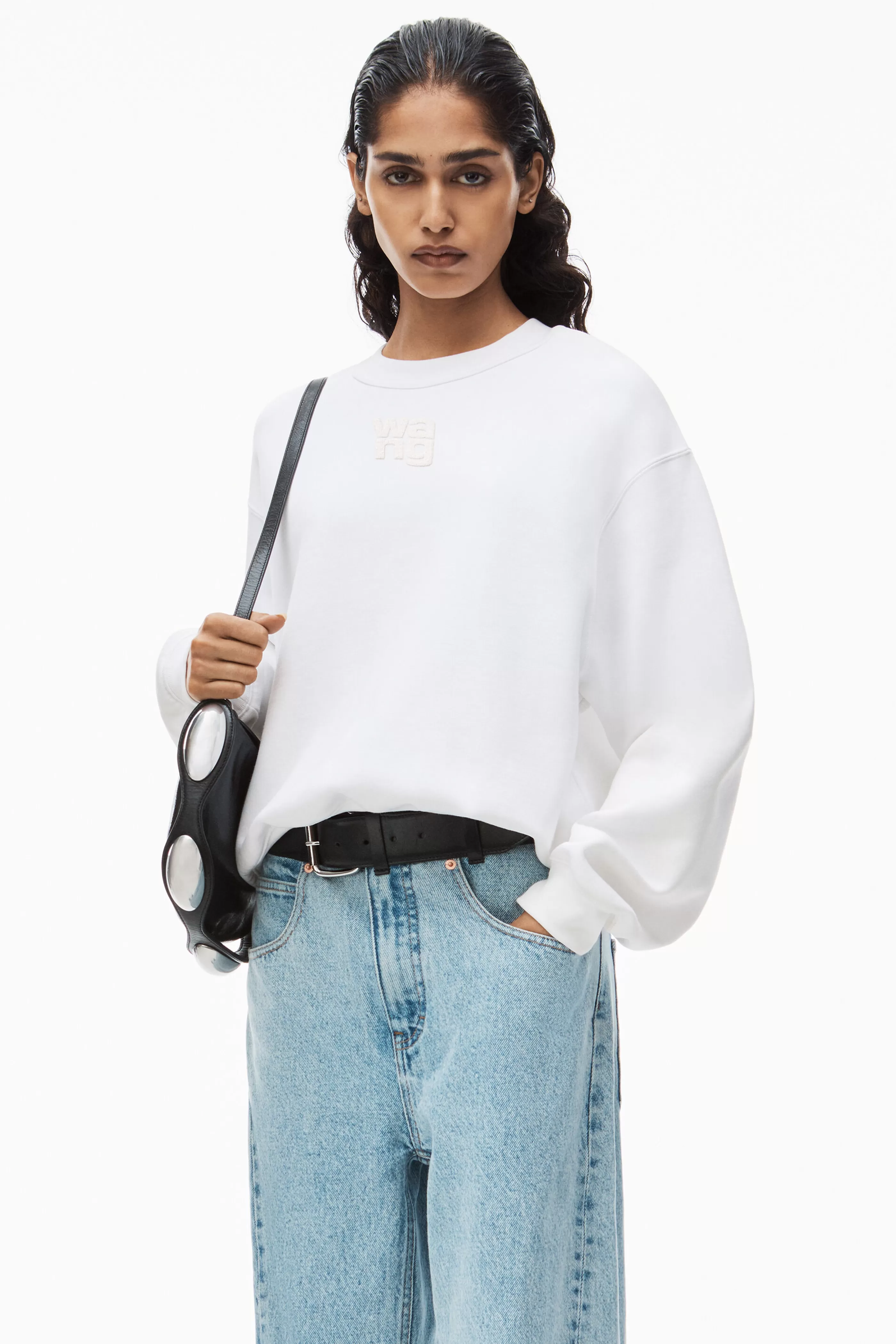 Women Alexander Wang Alexanderwang PUFF LOGO SWEATSHIRT IN STRUCTURED TERRY