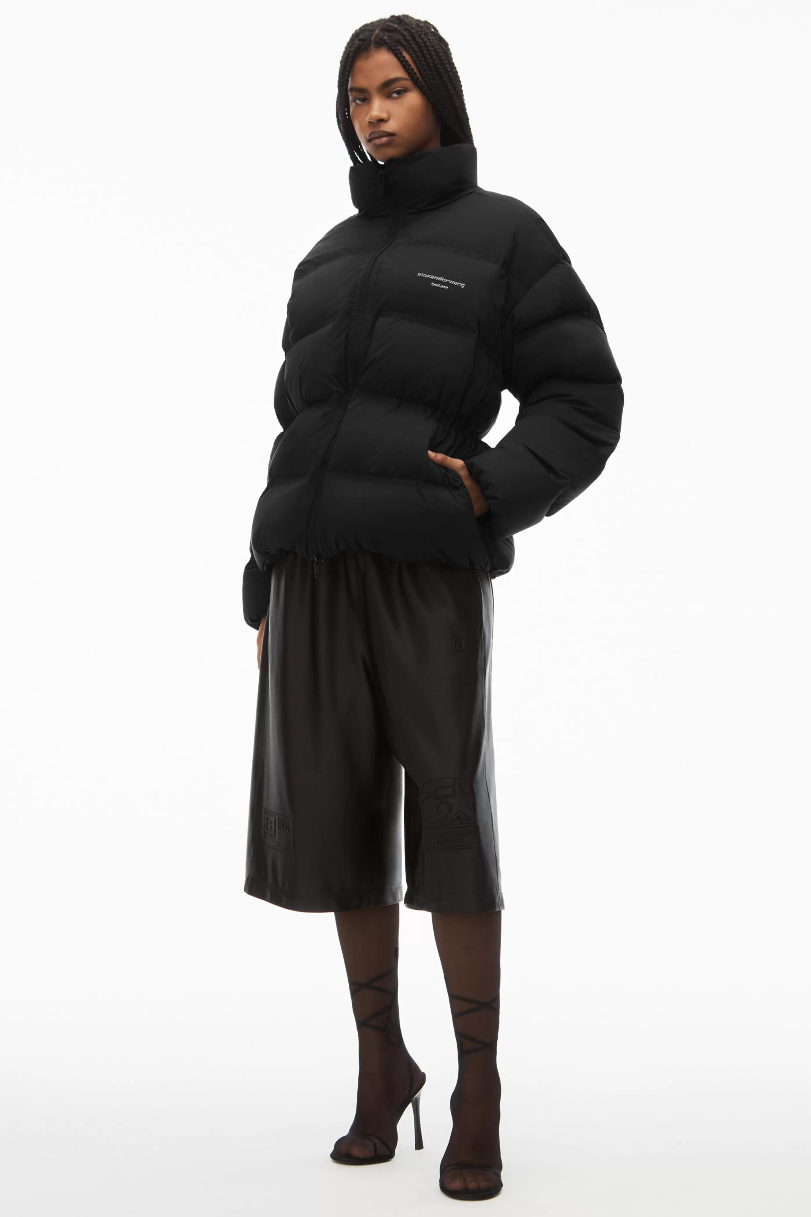 Women Alexander Wang Alexanderwang Puffer Coat With Reflective Logo