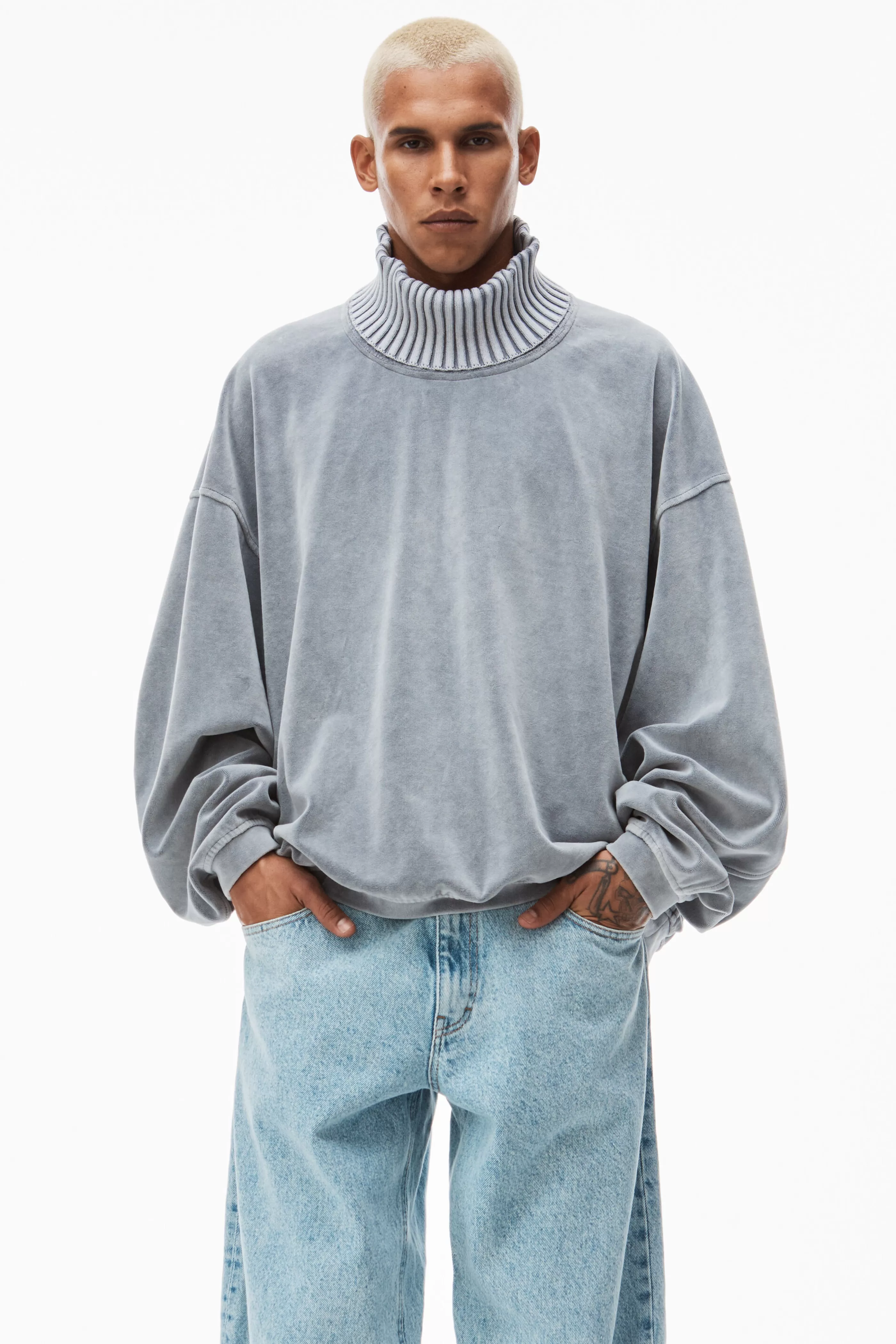 Alexander Wang Alexanderwang Rib Trim Turtleneck In Velour