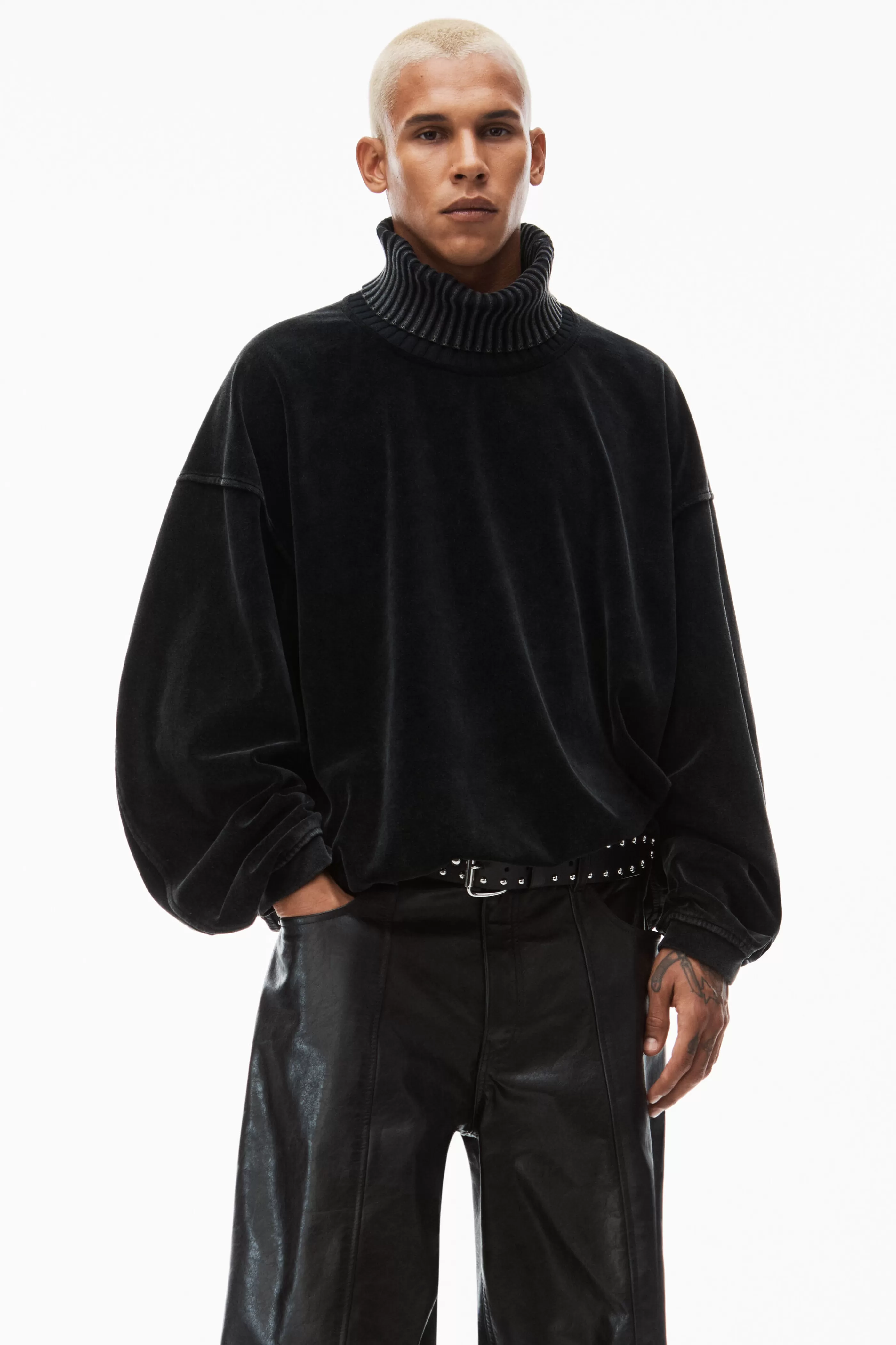 Alexander Wang Alexanderwang Rib Trim Turtleneck In Velour