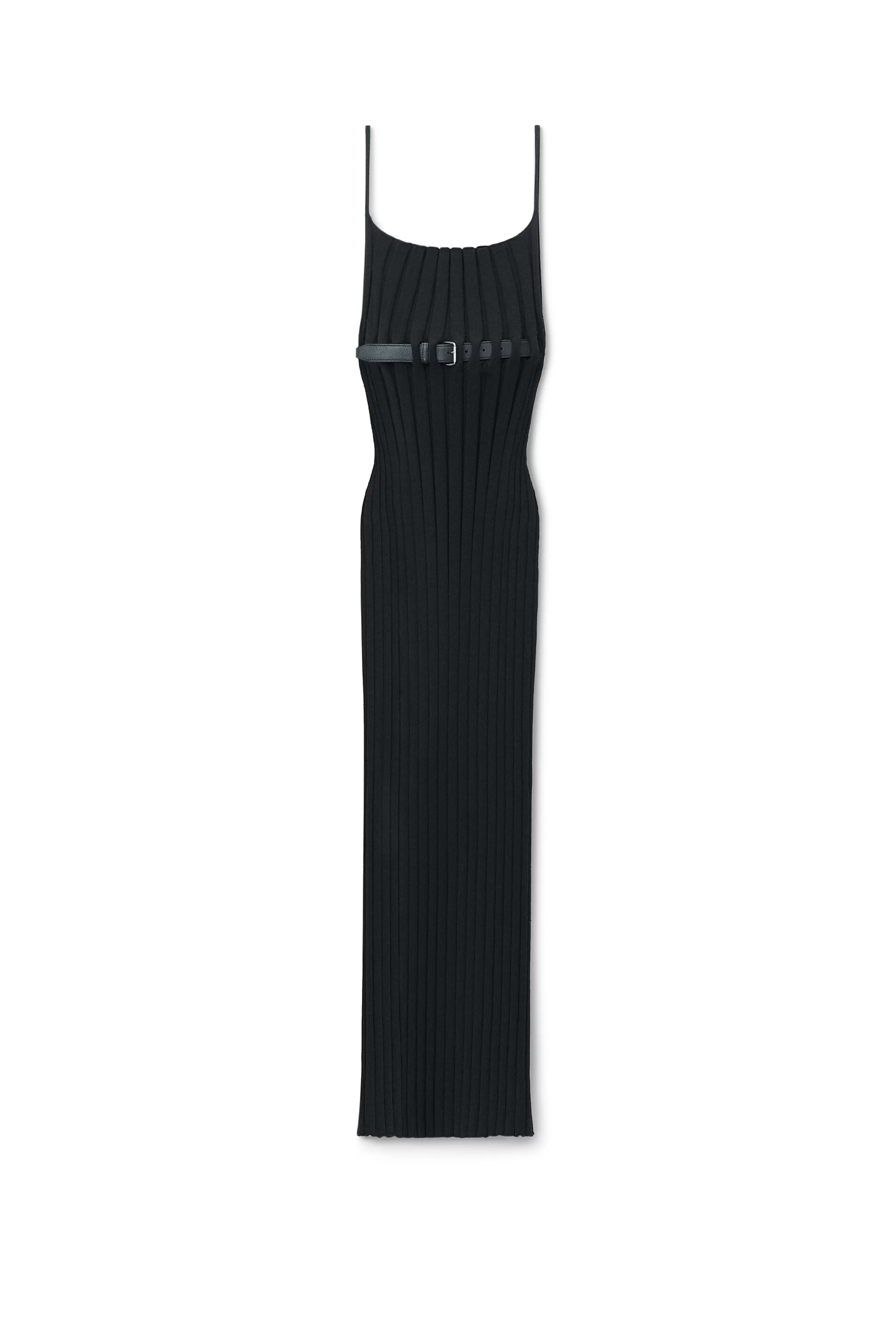 Women Alexander Wang Alexanderwang RIBBED TANK DRESS WITH LEATHER BELT