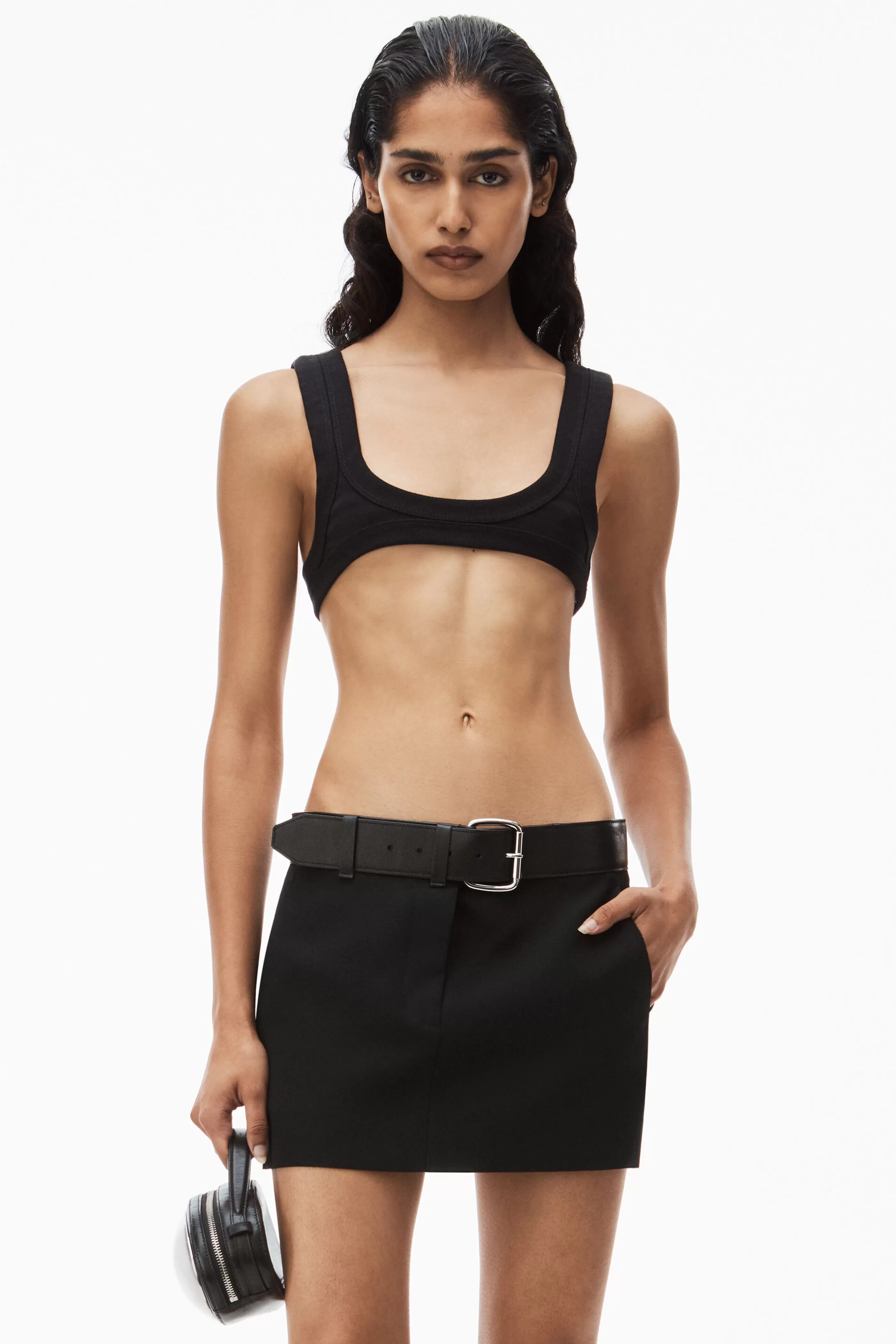 Women Alexander Wang Alexanderwang Scoop Neck Bra In Ribbed Jersey