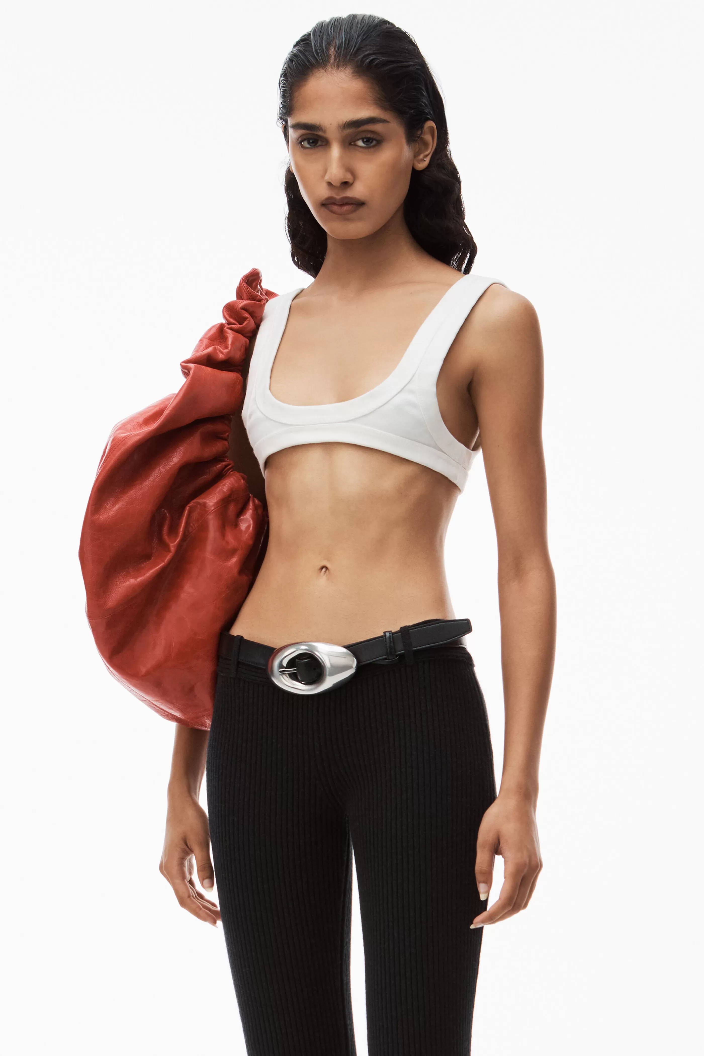 Women Alexander Wang Alexanderwang Scoop Neck Bra In Ribbed Jersey