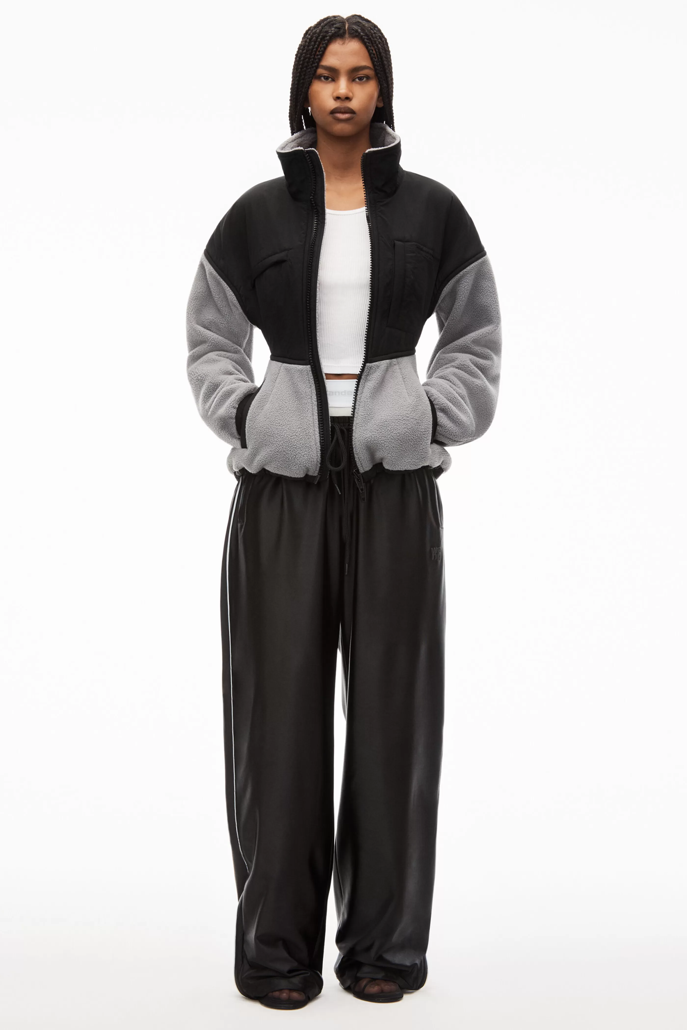 Women Alexander Wang Alexanderwang SCULPTED JACKET IN TEDDY FLEECE