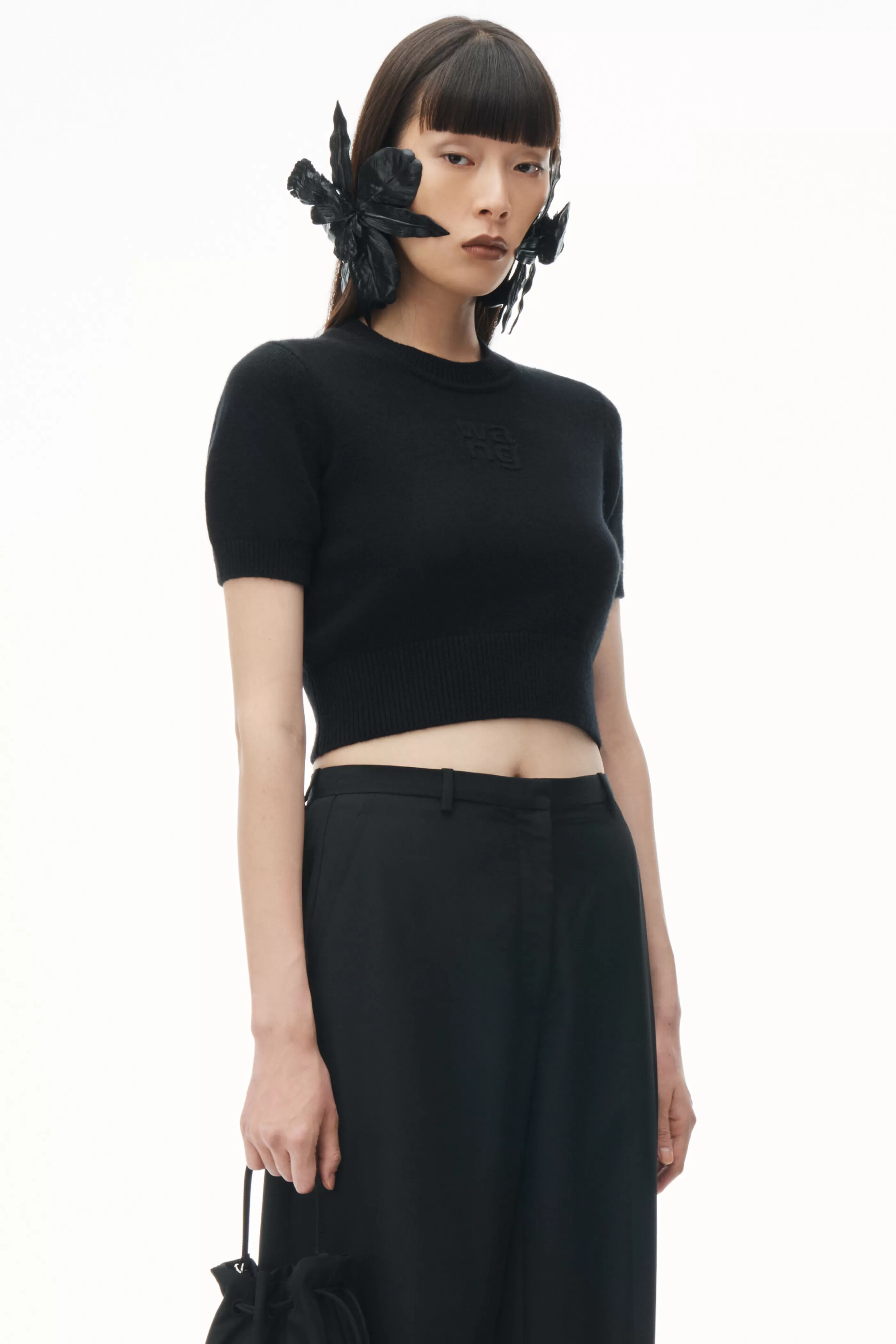 Women Alexander Wang Alexanderwang Short Sleeve Cropped Pullover