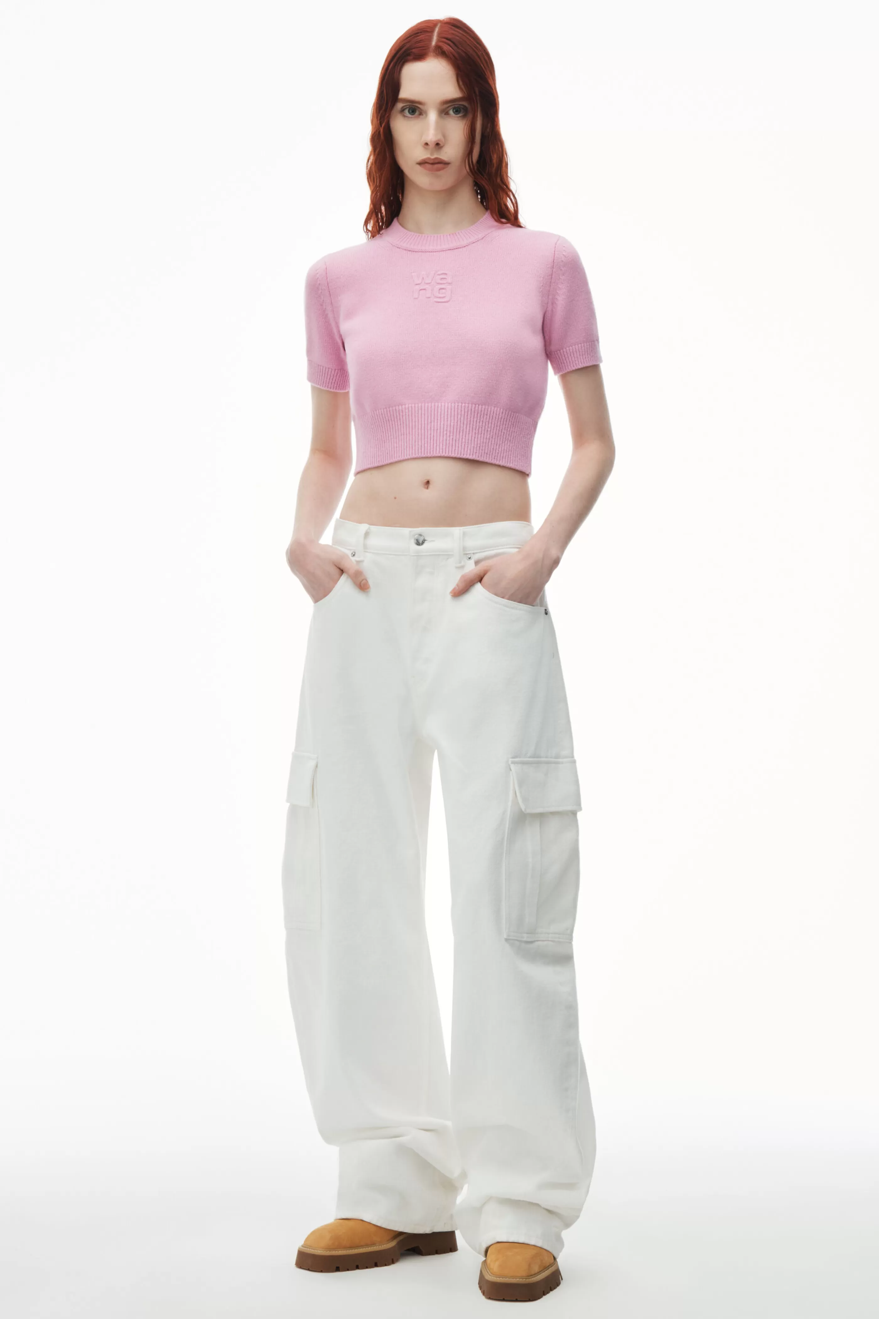 Women Alexander Wang Alexanderwang Short Sleeve Cropped Pullover