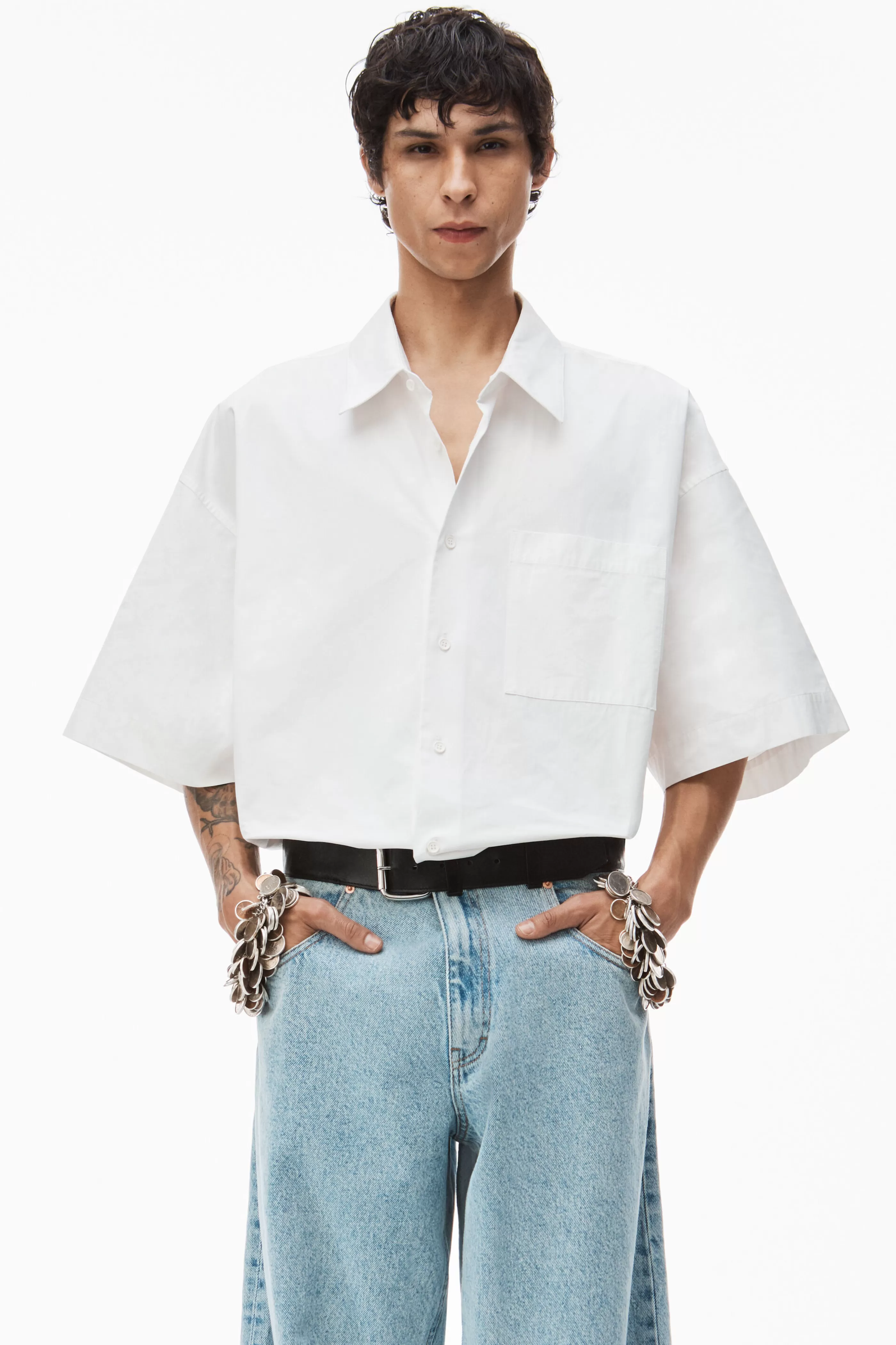 Alexander Wang Alexanderwang Short Sleeve Shirt In Technical Cotton