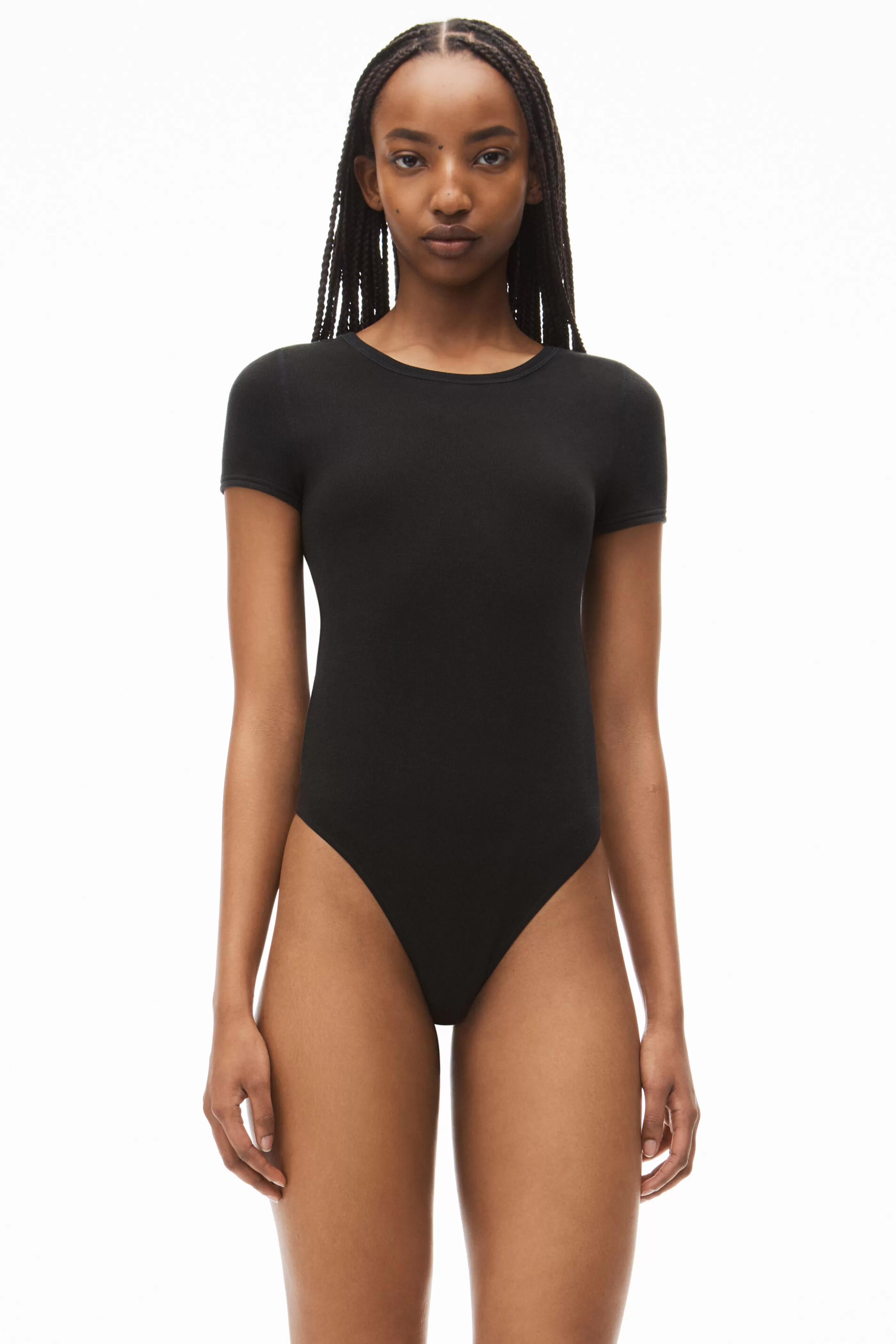 Alexander Wang Alexanderwang Short-sleeve Bodysuit In Rib-knit Jersey