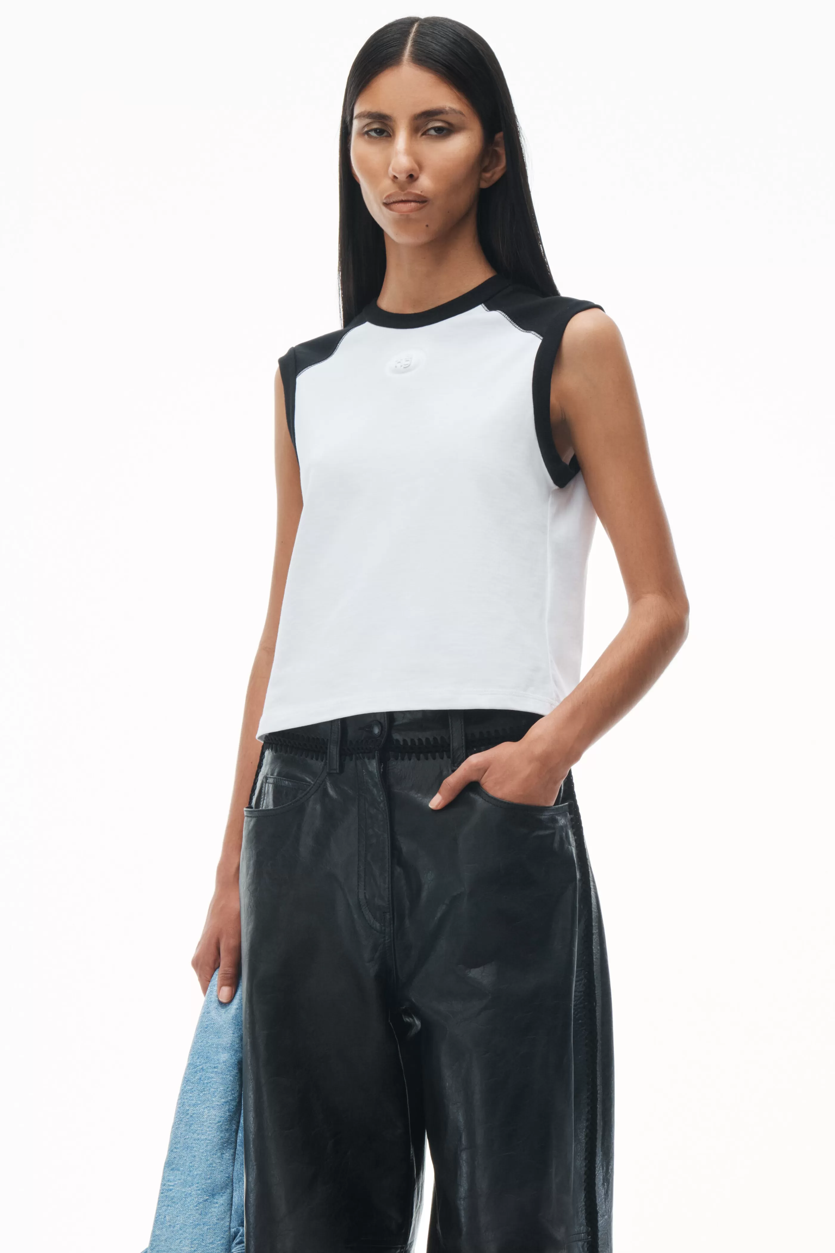 Women Alexander Wang Alexanderwang Shrunken Raglan Tee In Compact Jersey