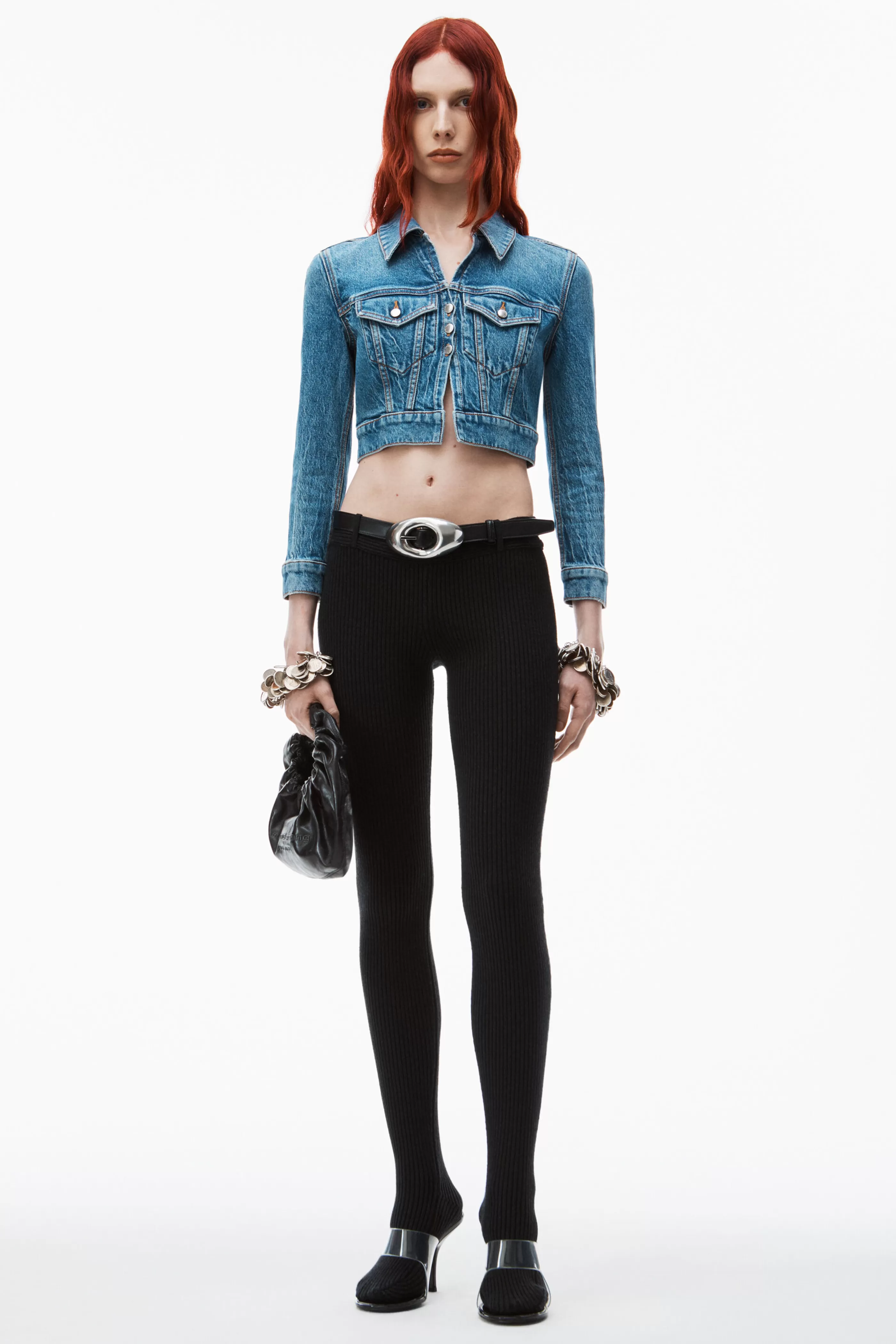 Women Alexander Wang Alexanderwang Shrunken Trucker Cardi In Denim