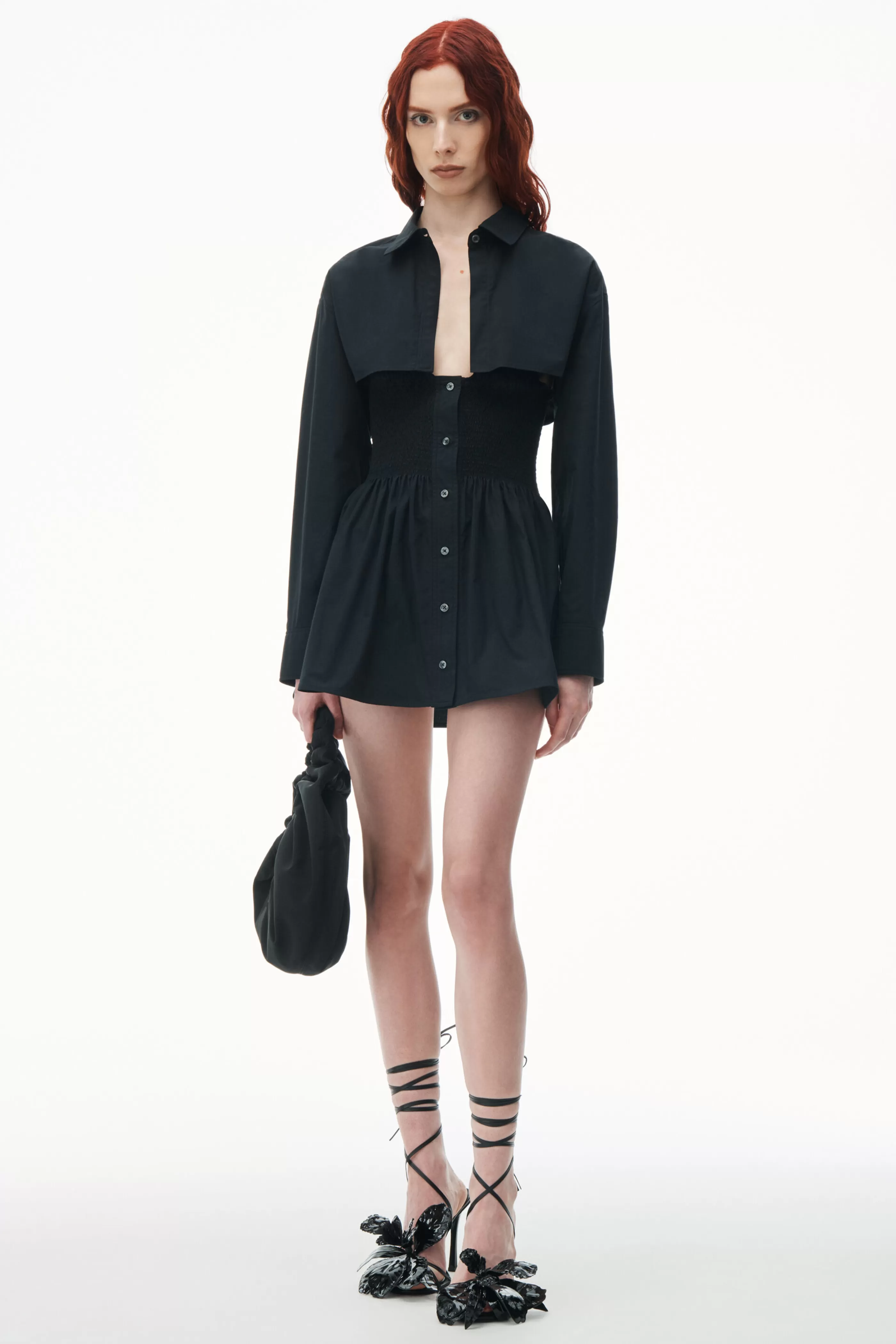 Women Alexander Wang Alexanderwang Smocked Mini Dress With Overshirt