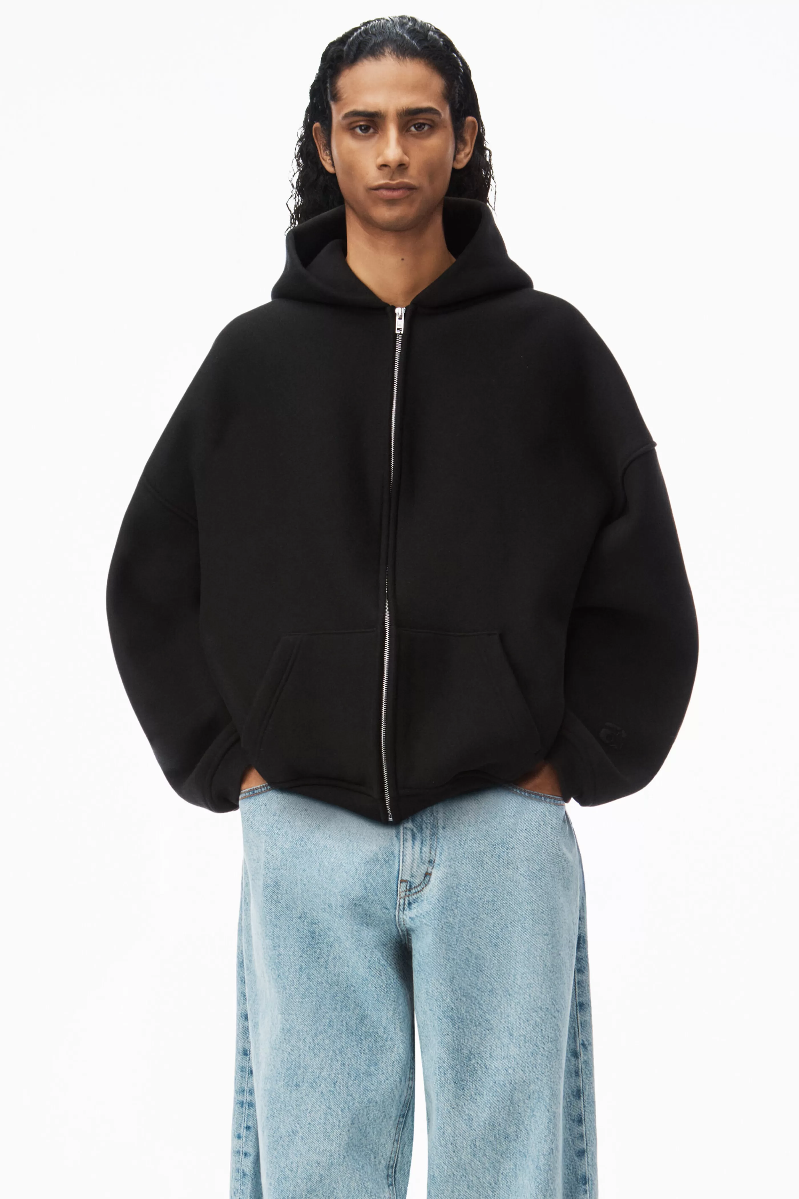 Alexander Wang Alexanderwang STAR ZIP UP HOODIE IN DENSE FLEECE