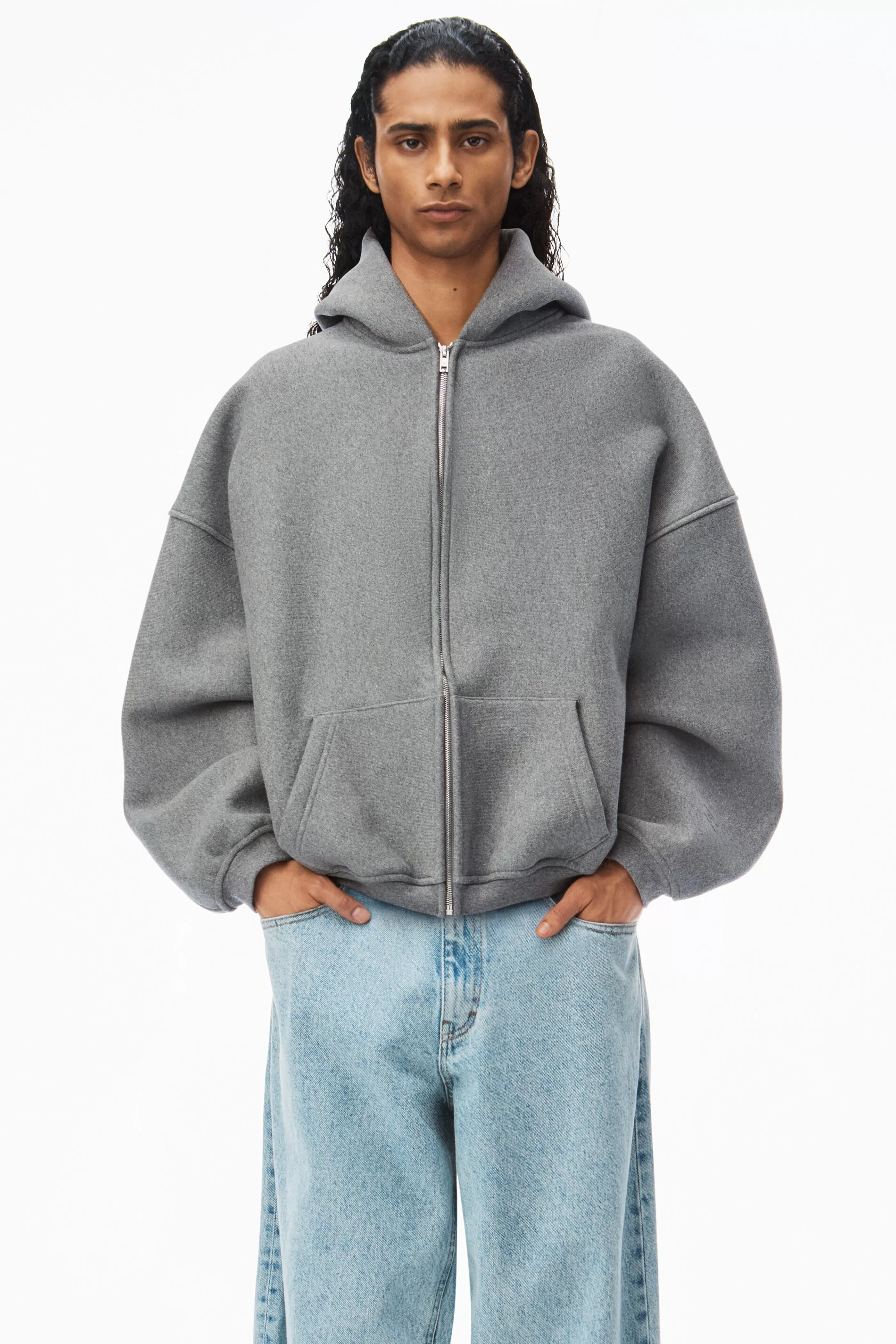 Alexander Wang Alexanderwang STAR ZIP UP HOODIE IN DENSE FLEECE