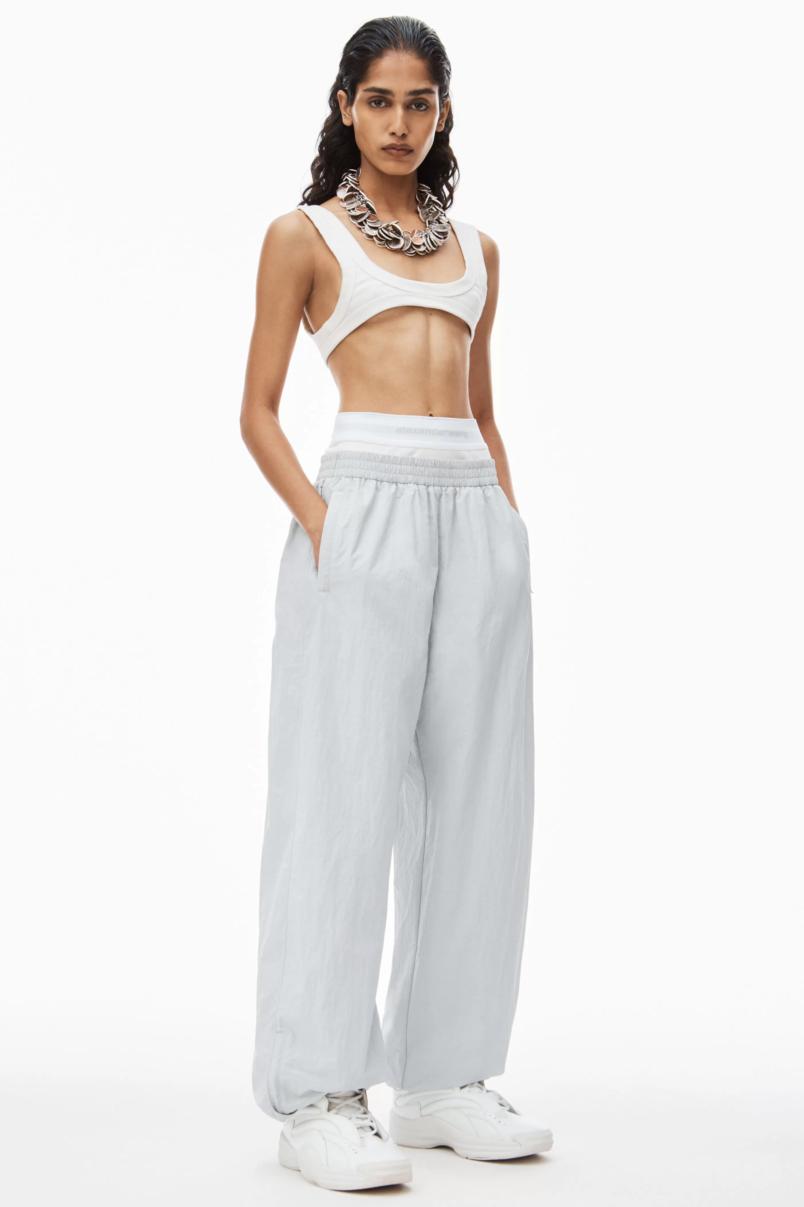 Women Alexander Wang Alexanderwang Track Pant With Pre-styled Logo Underwear Waistband