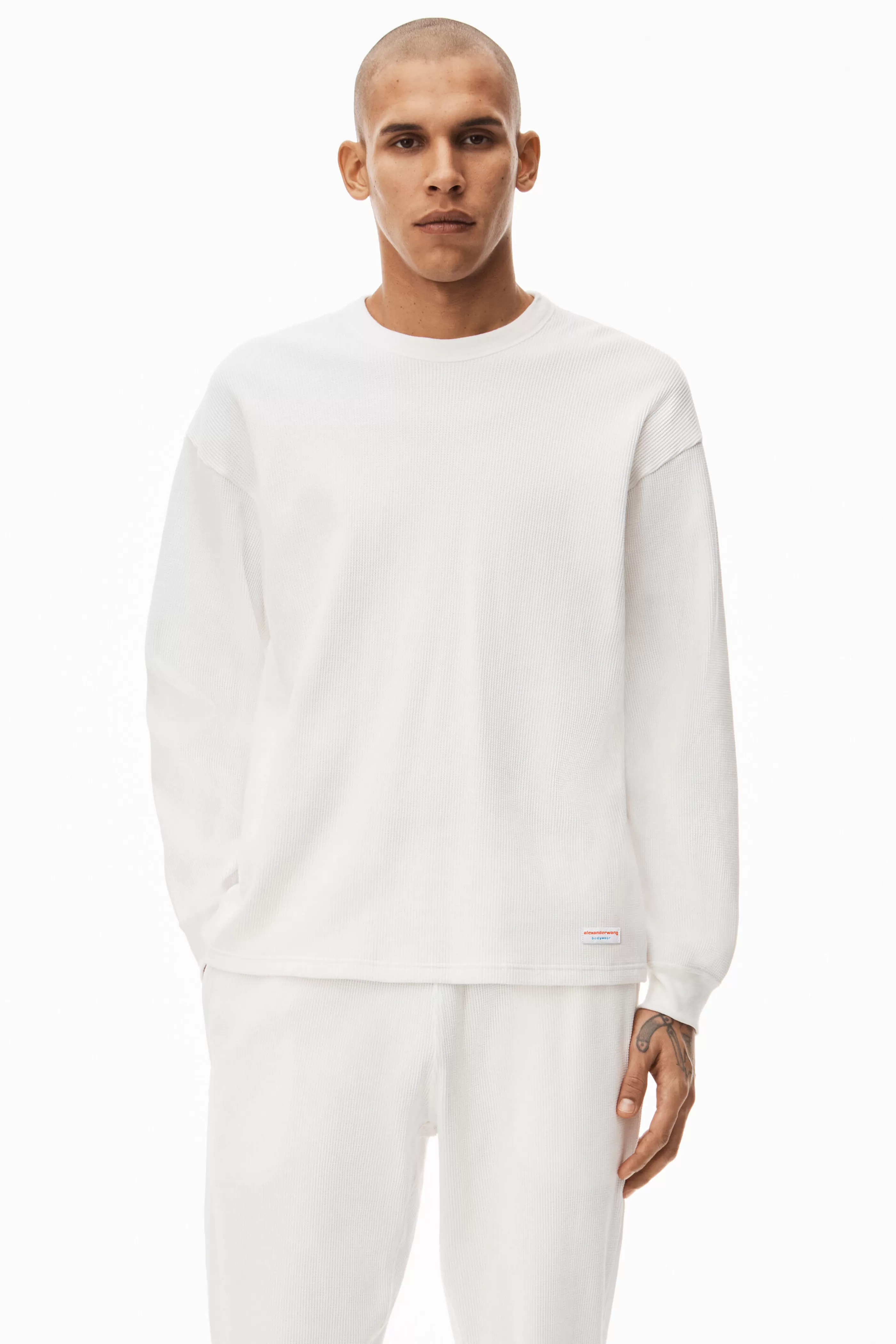 Alexander Wang Alexanderwang UNISEX LONG SLEEVE IN COTTON WAFFLE THERMAL 