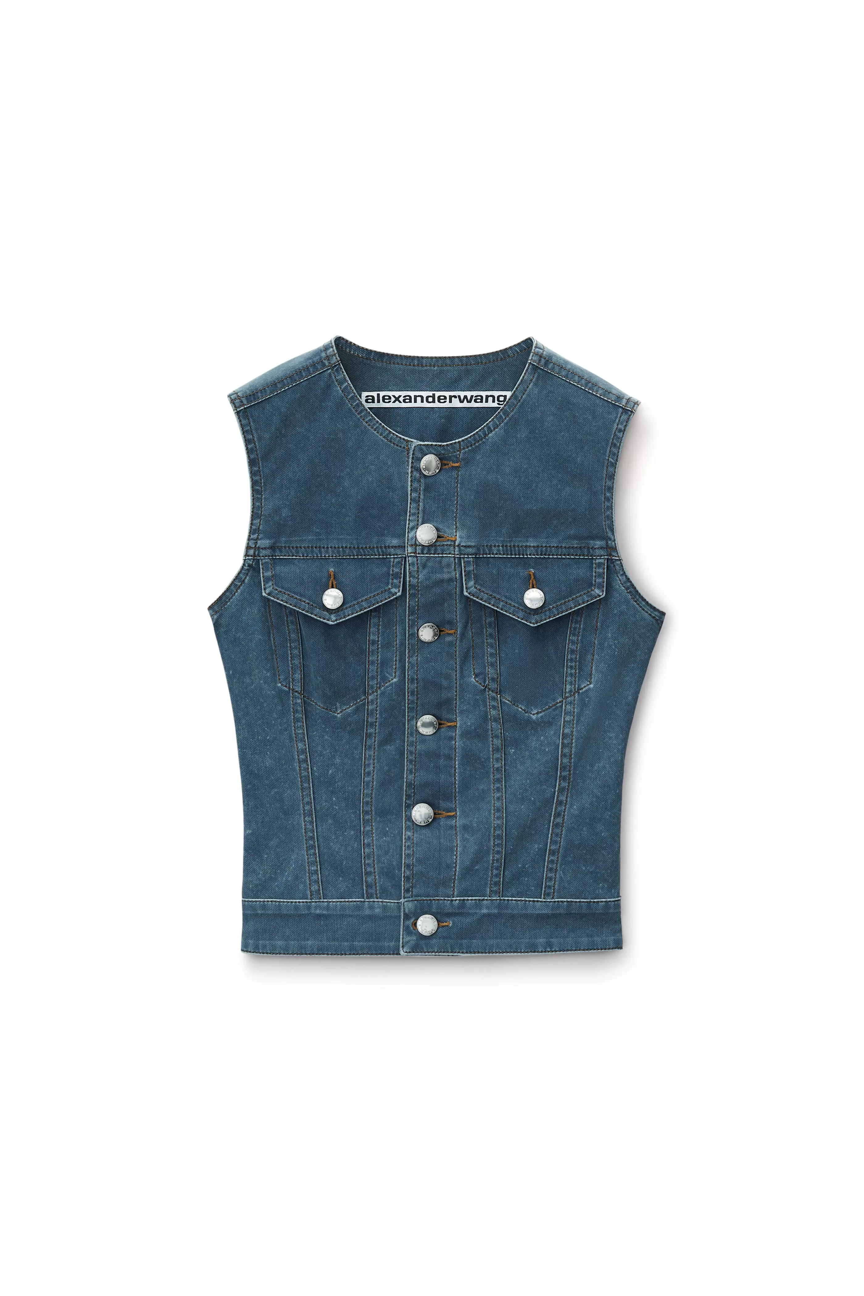 Women Alexander Wang Alexanderwang Vest In Denim Trompe-L'oeil