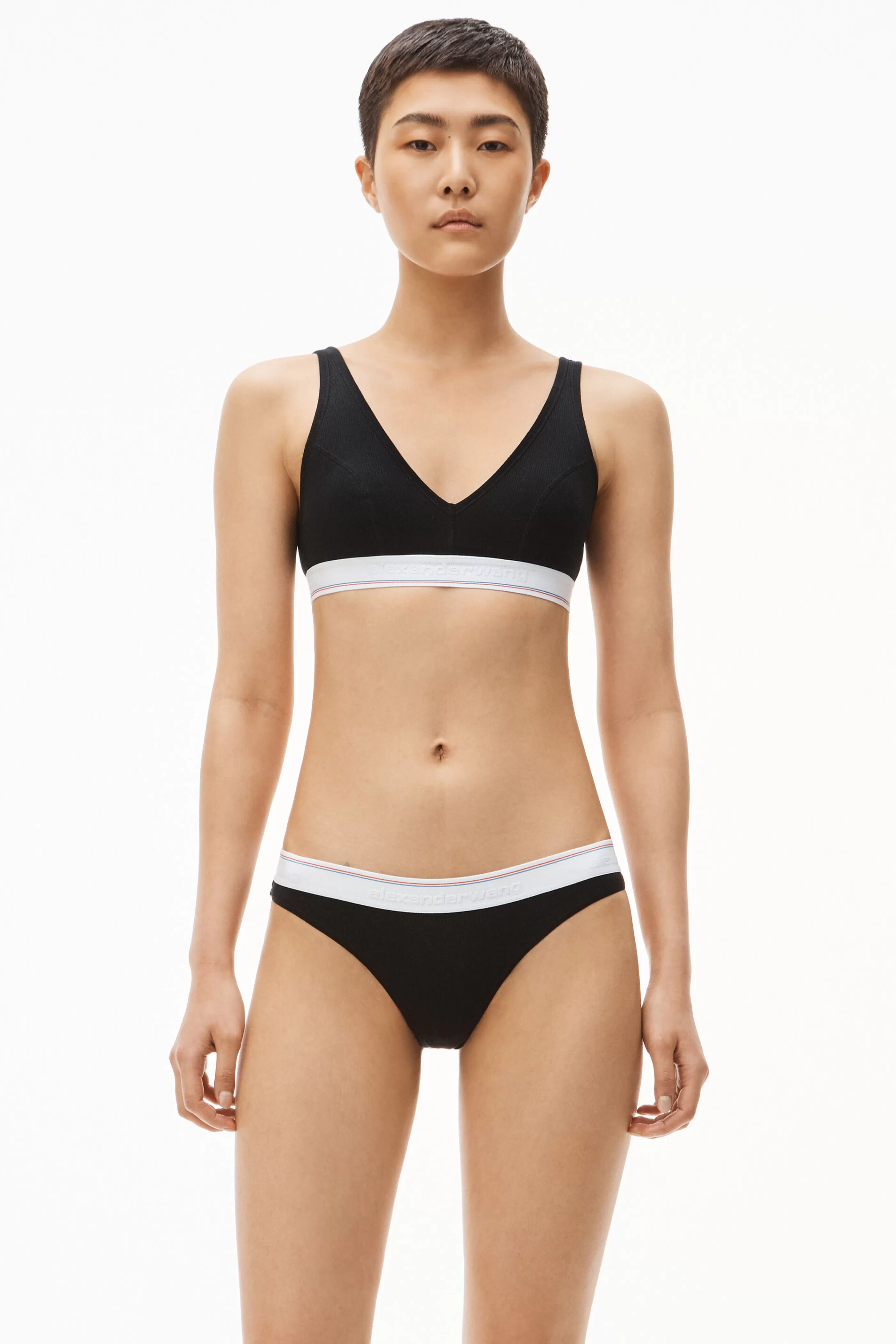 Alexander Wang Alexanderwang V-Neck Bralette In Ribbed Jersey